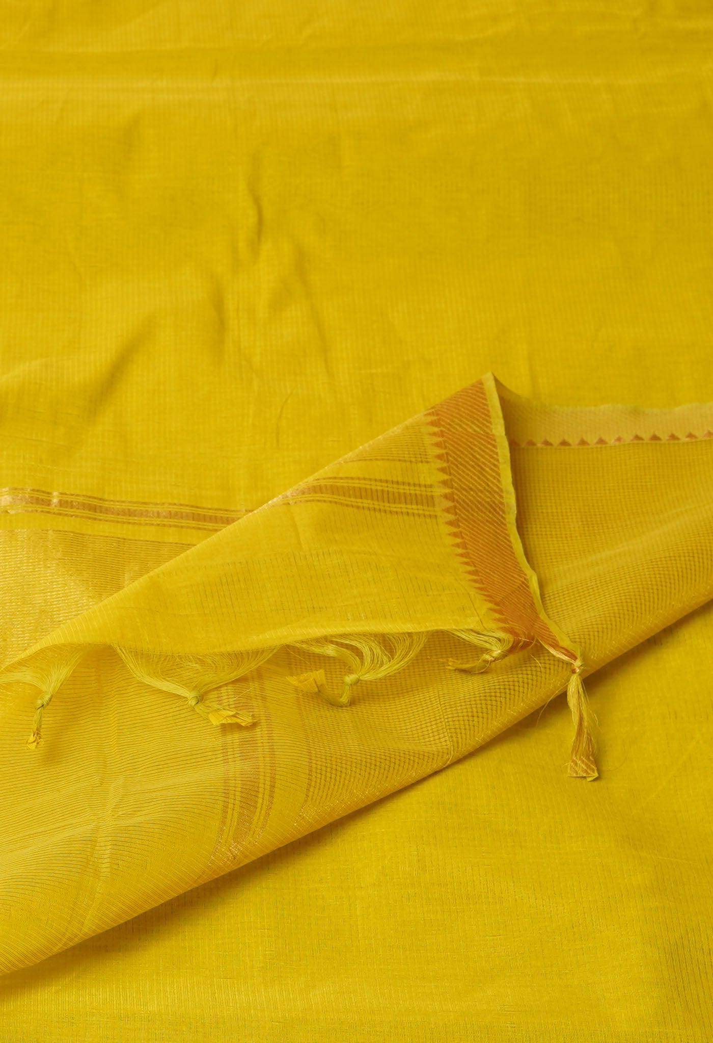 Yellow Pure Handloom Mangalagiri Cotton Saree