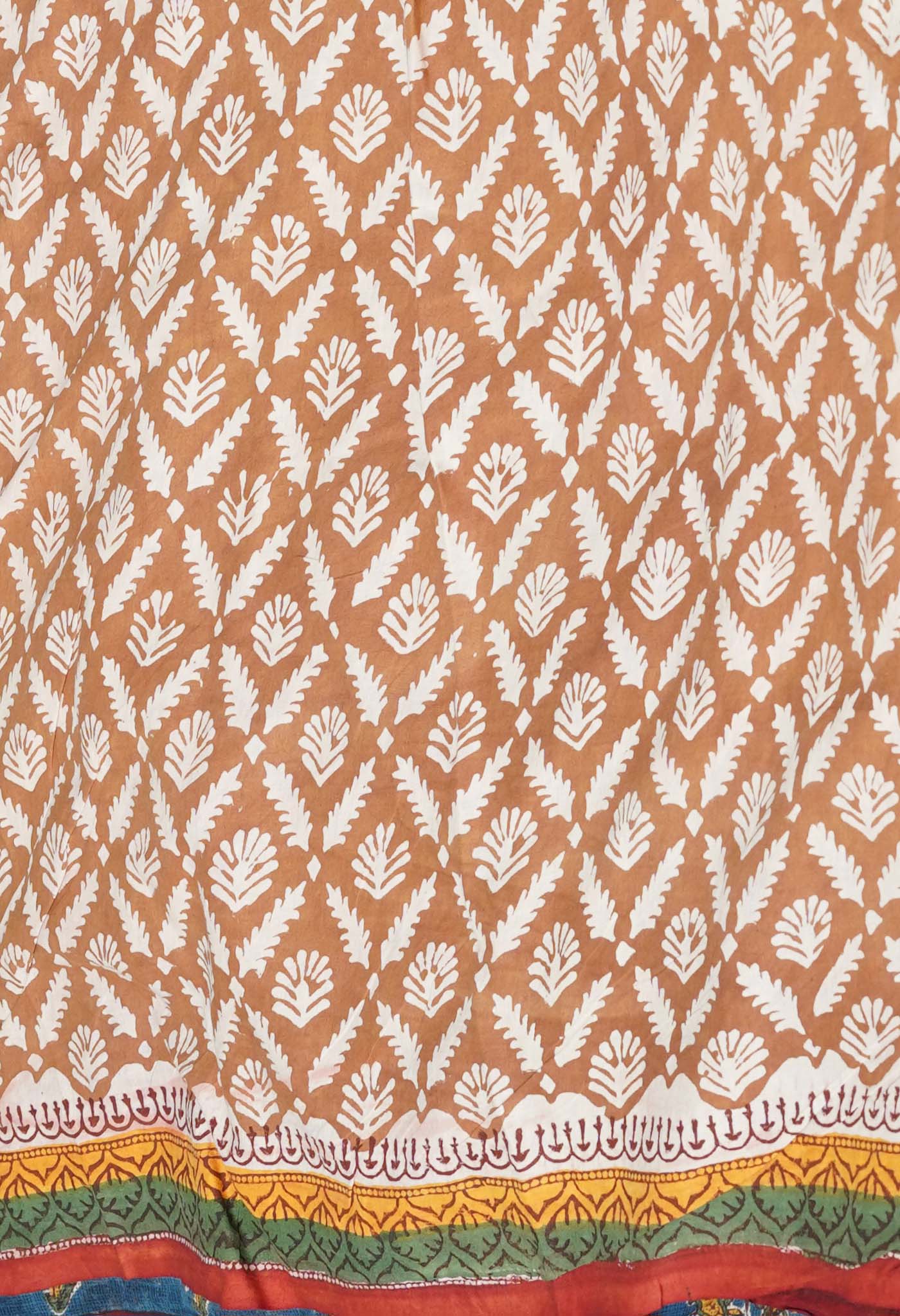 Cream Pure Traditional Bagru Printed Kota Saree