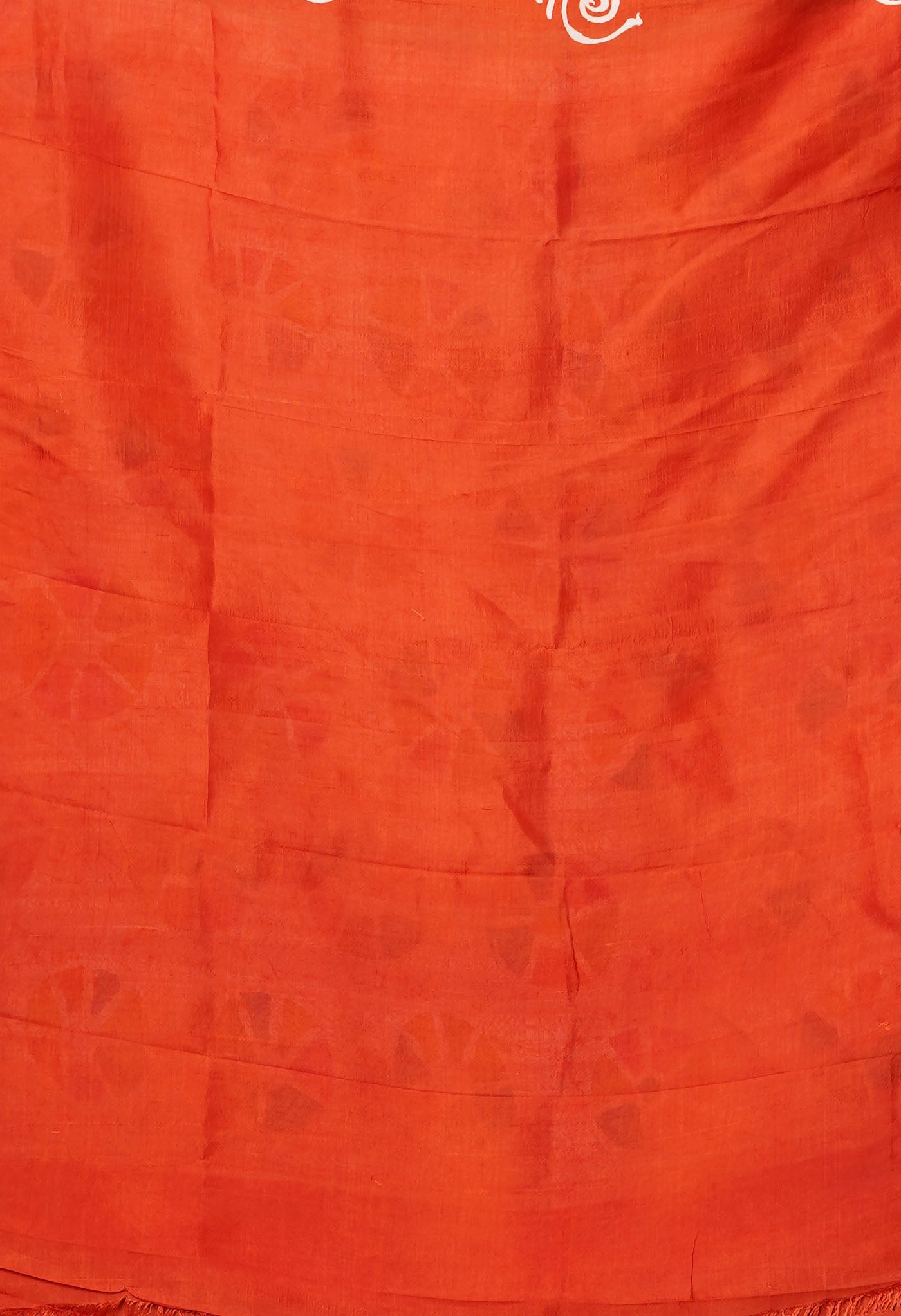 Multi Pure Handloom Wax Batik Printed Murshidabad Silk Saree