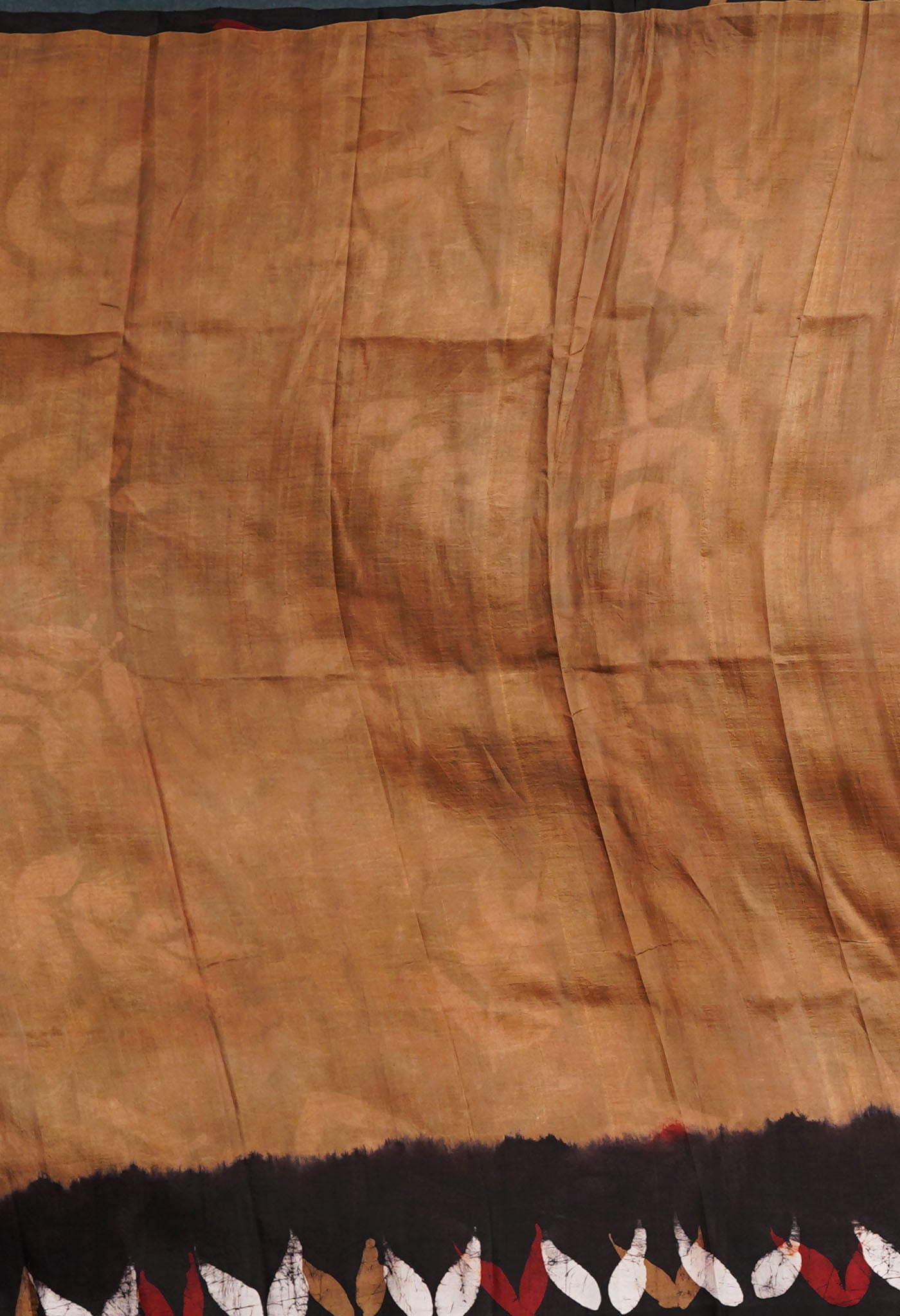 Black Pure Handloom Wax Batik Printed Murshidabad Silk Saree