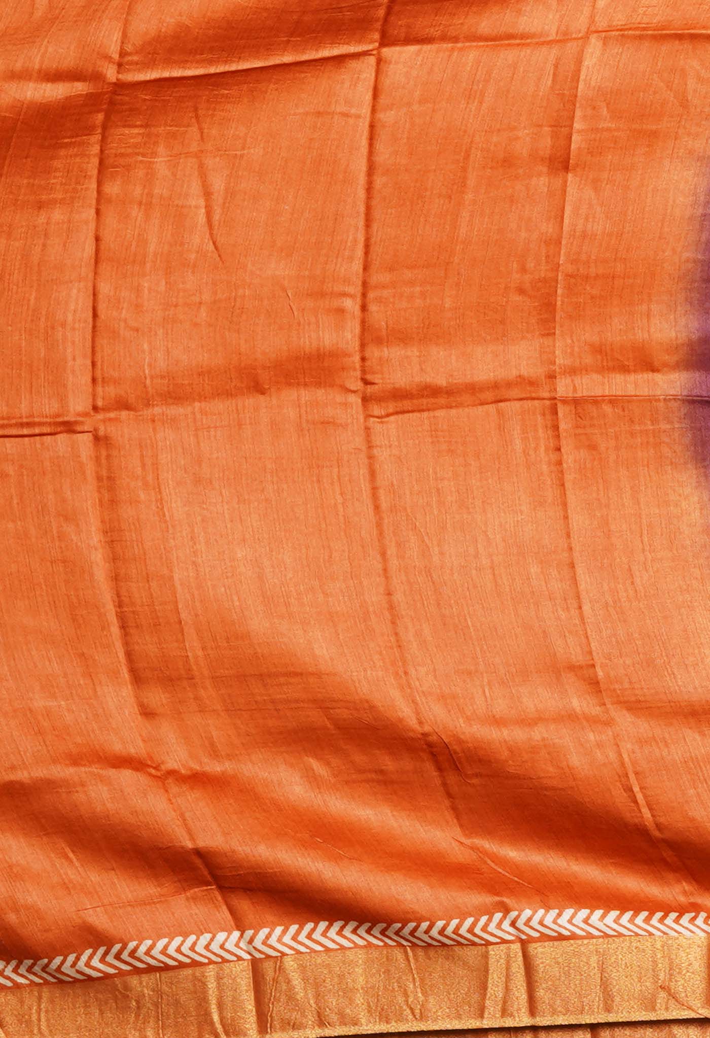 Purple Pure  Block Printed Pashmina Silk Saree