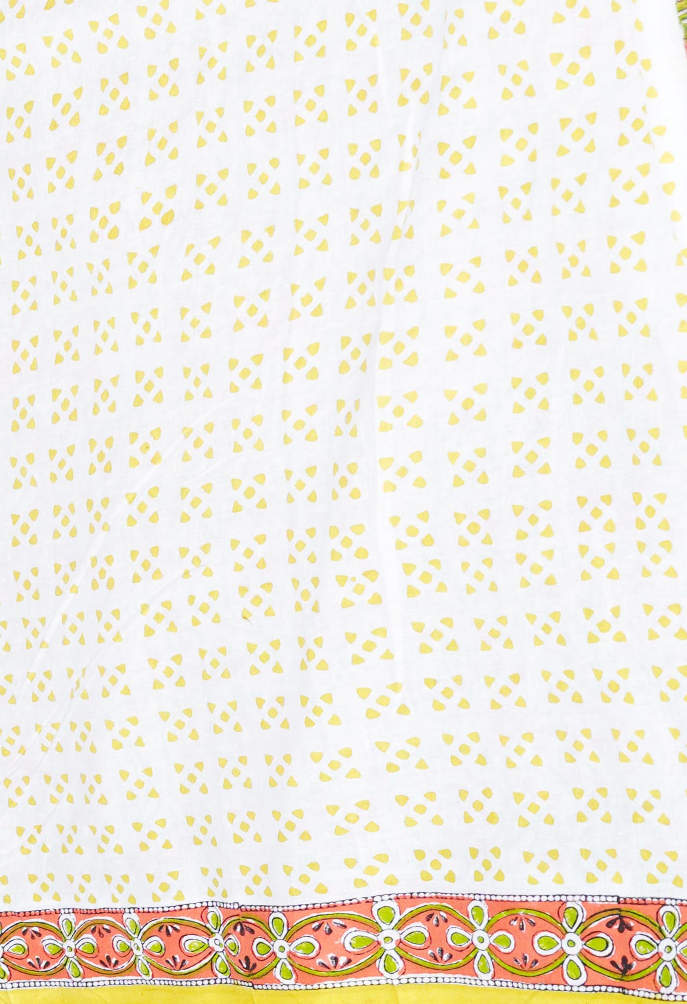Yellow Pure Hand Block Printed Kota Saree-UNM76418
