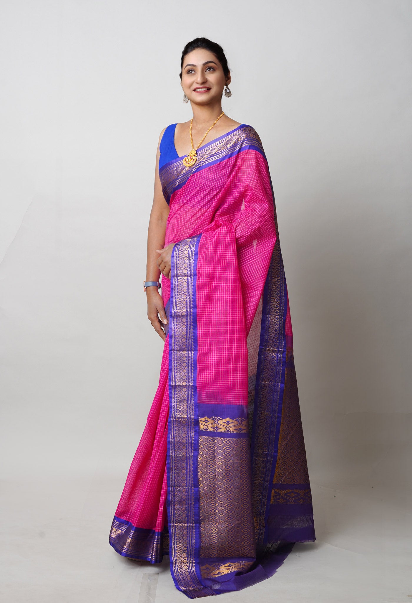 Pink Pure Handloom Gadwal Cotton Saree