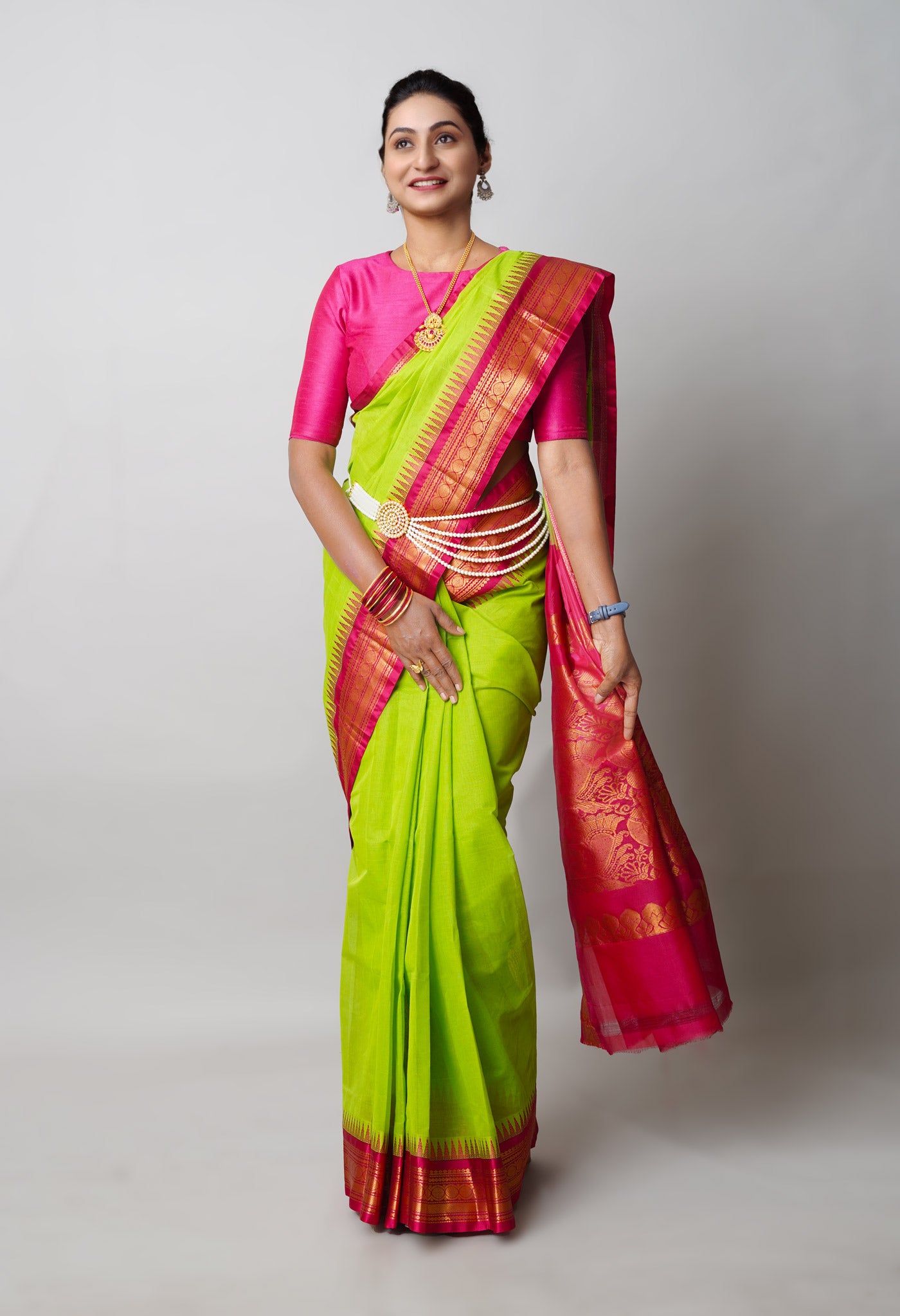 Green Pure Handloom Gadwal Cotton Saree