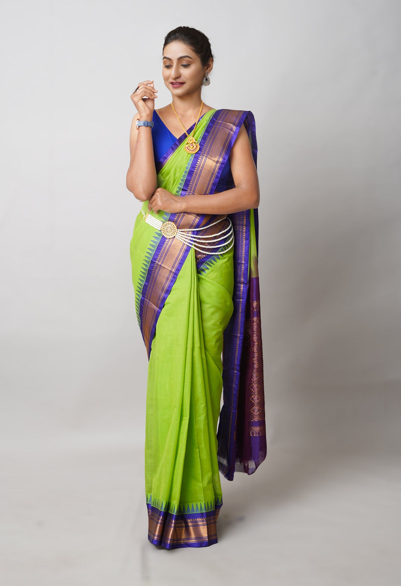 Green Pure Handloom Gadwal Cotton Saree