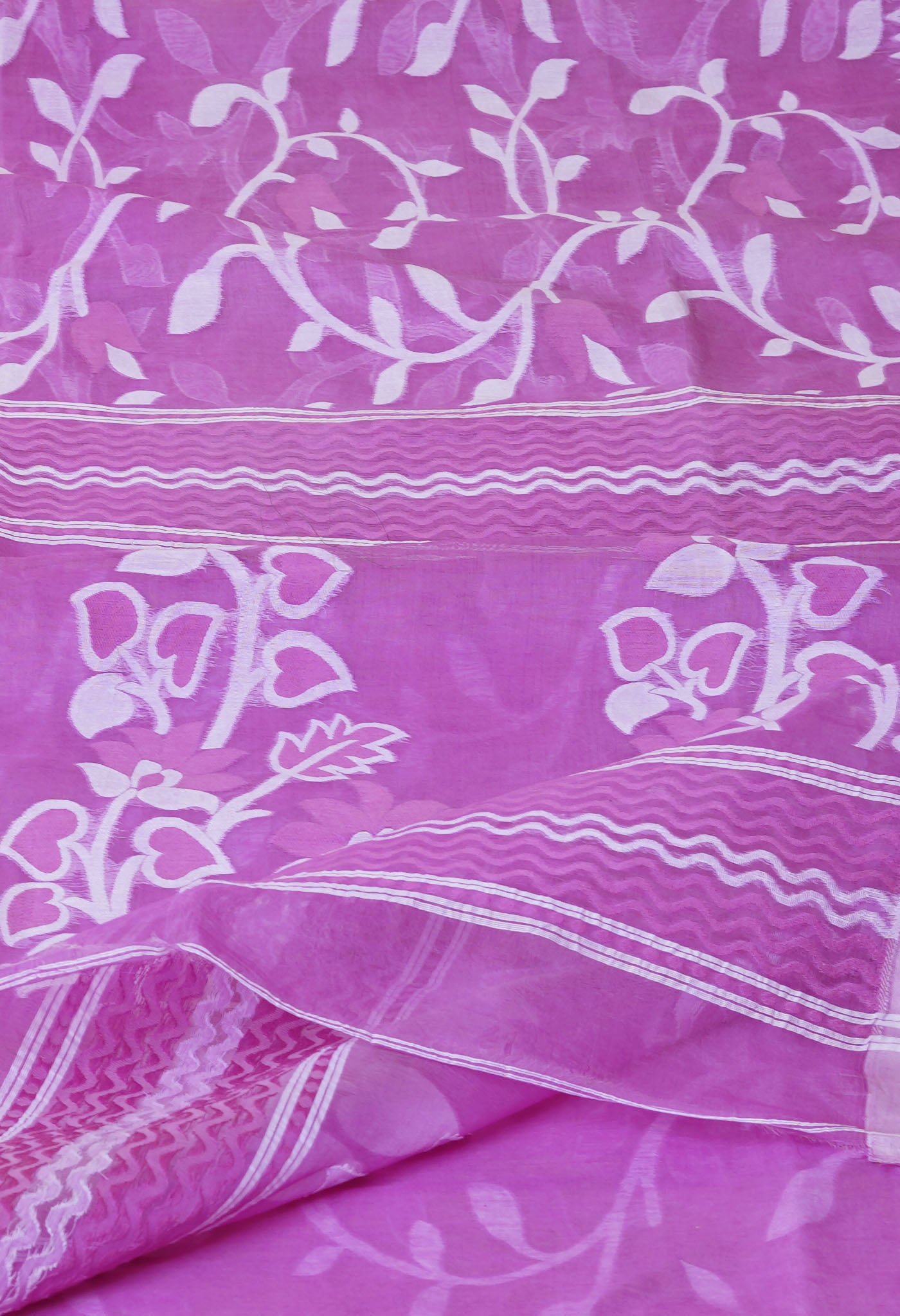 Purple Pure Handloom Dhakai Jamdhani Cotton Saree