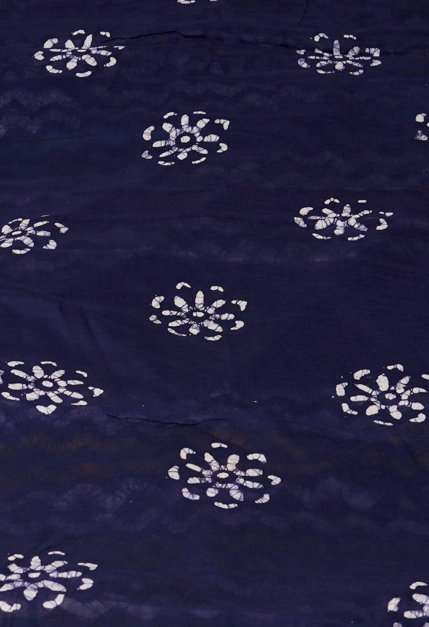 Navy Blue Pure Wax Batik Printed Superfine Mulmul Cotton Saree