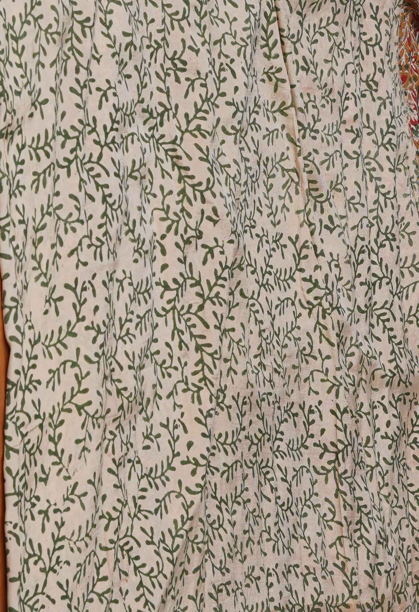 Brown Pure Bagru Printed Soft Silk Saree