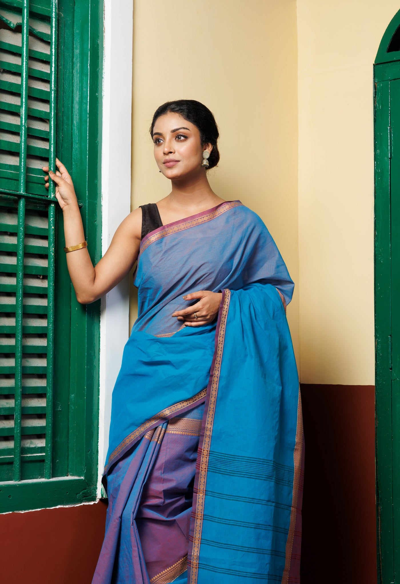 Blue Pure Pavani Handcrafted Kanchi Cotton Saree