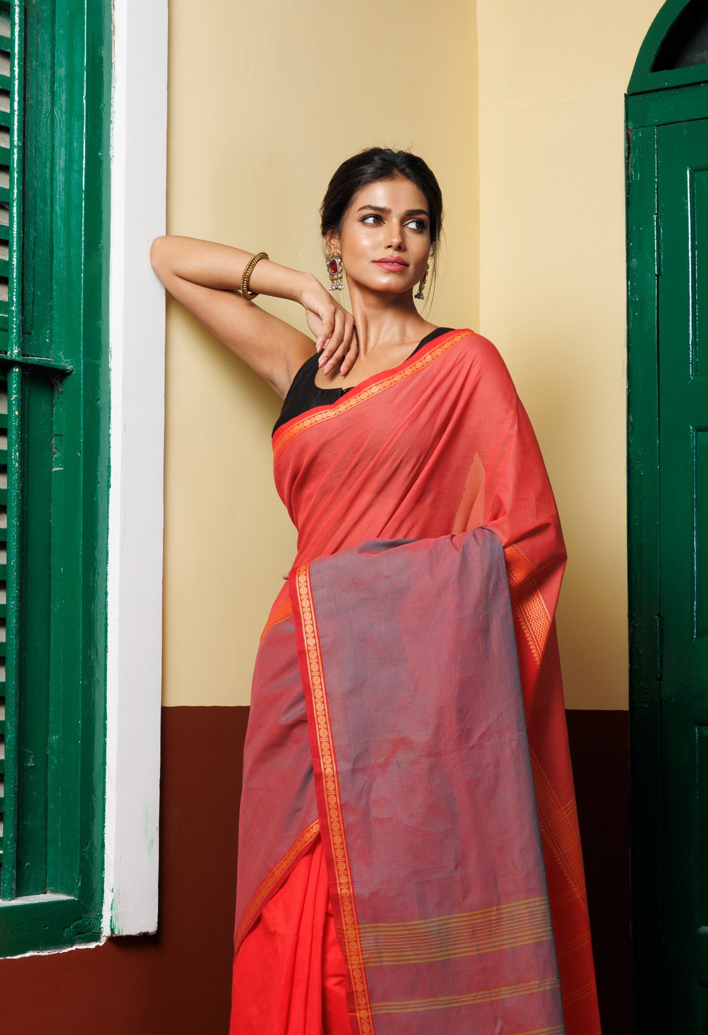 Red Pure Pavani Handcrafted Kanchi Cotton Saree