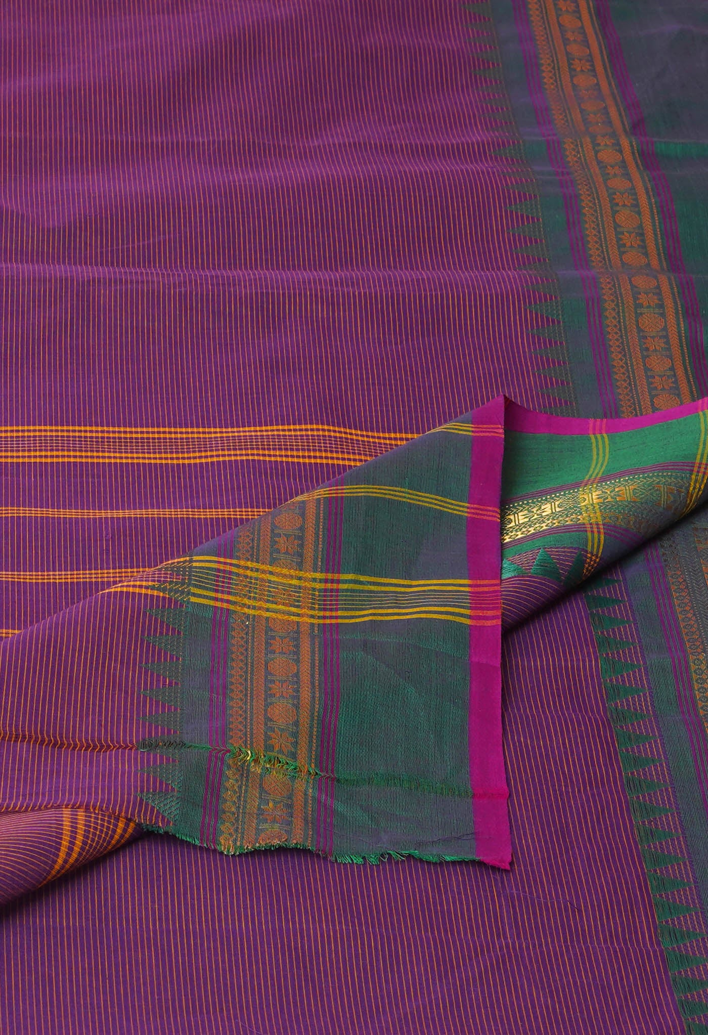 Violet Pure Pavani Handcrafted Kanchi Cotton Saree