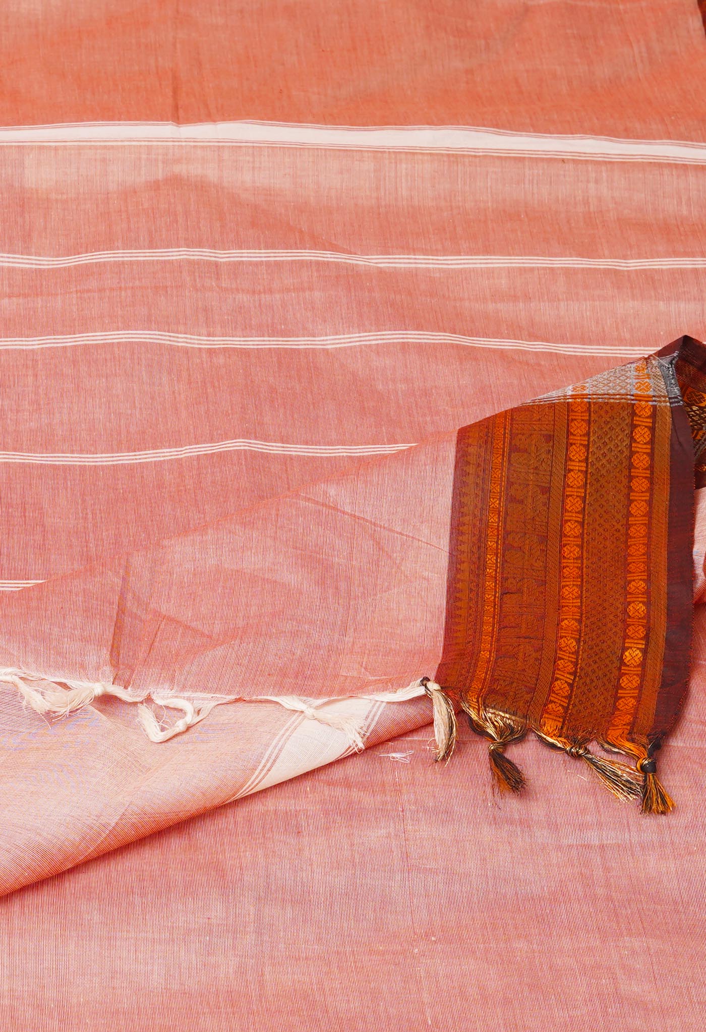 Peach Pink Pure Pavani Handcrafted Kanchi Cotton Saree