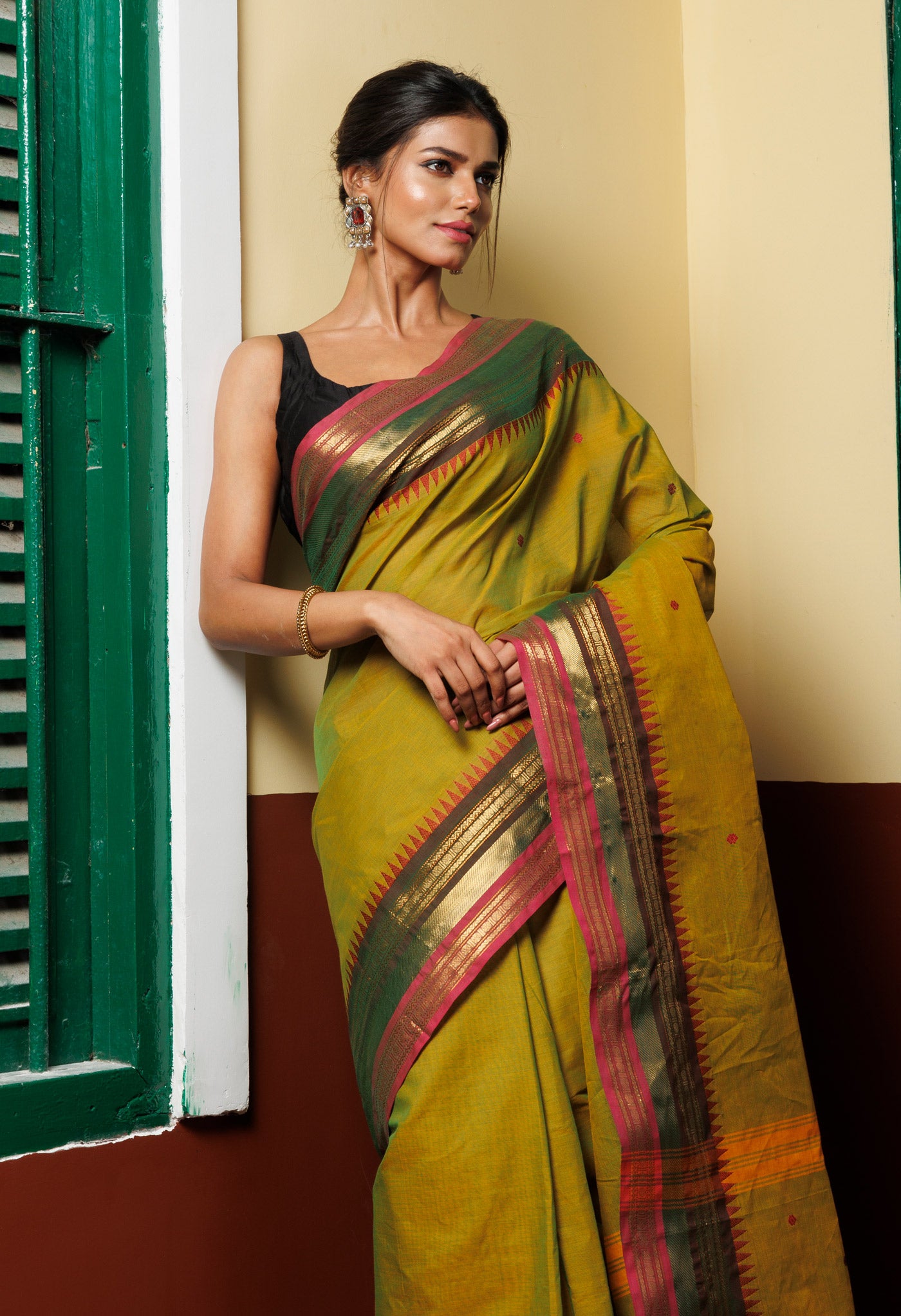 Green Pure Pavani Handcrafted Kanchi Cotton Saree