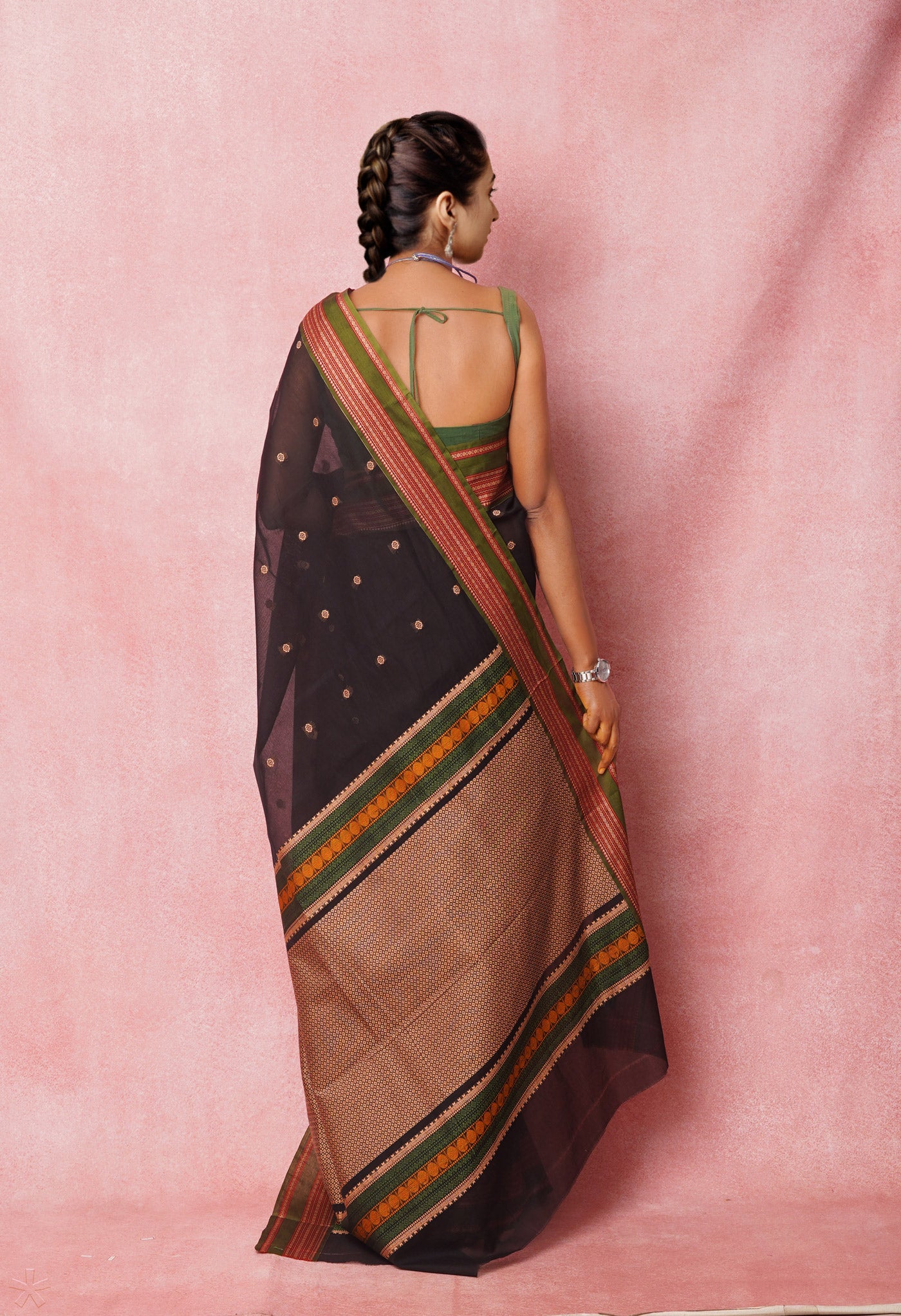 Black PureHandloom Pavani Chettinad Cotton Saree