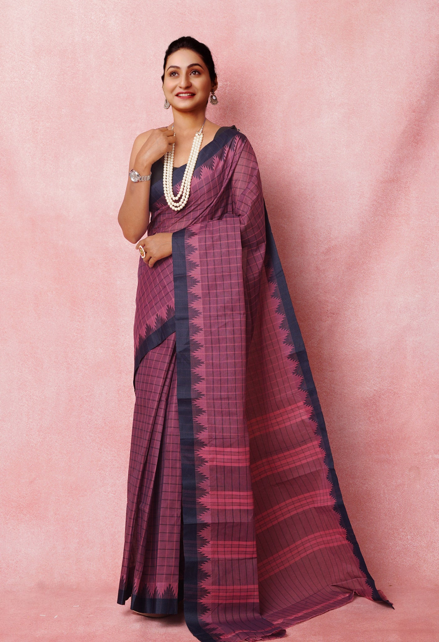 Pink Pure Pavani Chettinad Soft  Cotton Saree