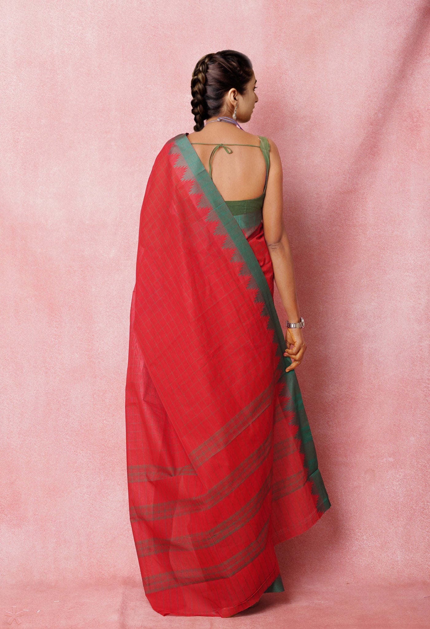 Red Pure Pavani Chettinad Soft  Cotton Saree