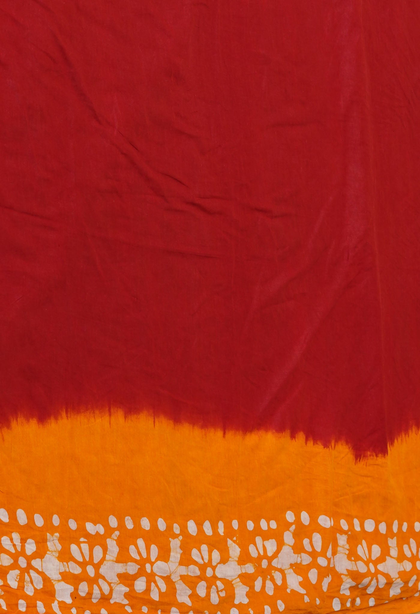 Red Pure Wax Batik Printed Superfine Mulmul Cotton Saree
