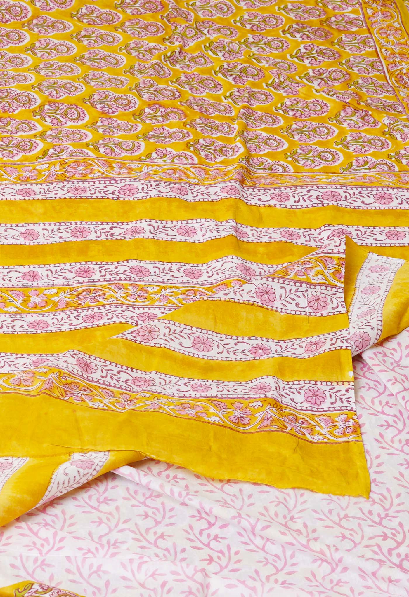 Yellow Pure Rapid Printed Superfine Mulmul Cotton Saree