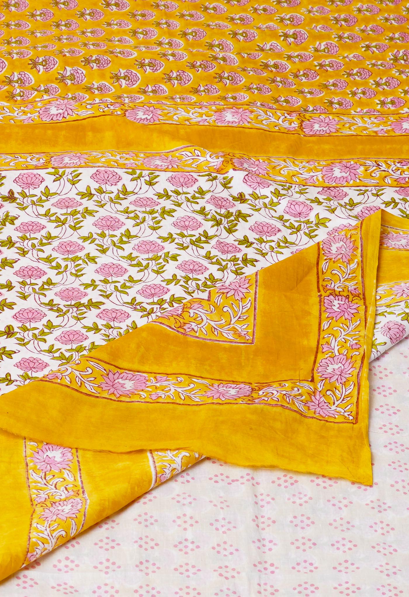 Yellow Pure Rapid Printed Superfine Mulmul Cotton Saree