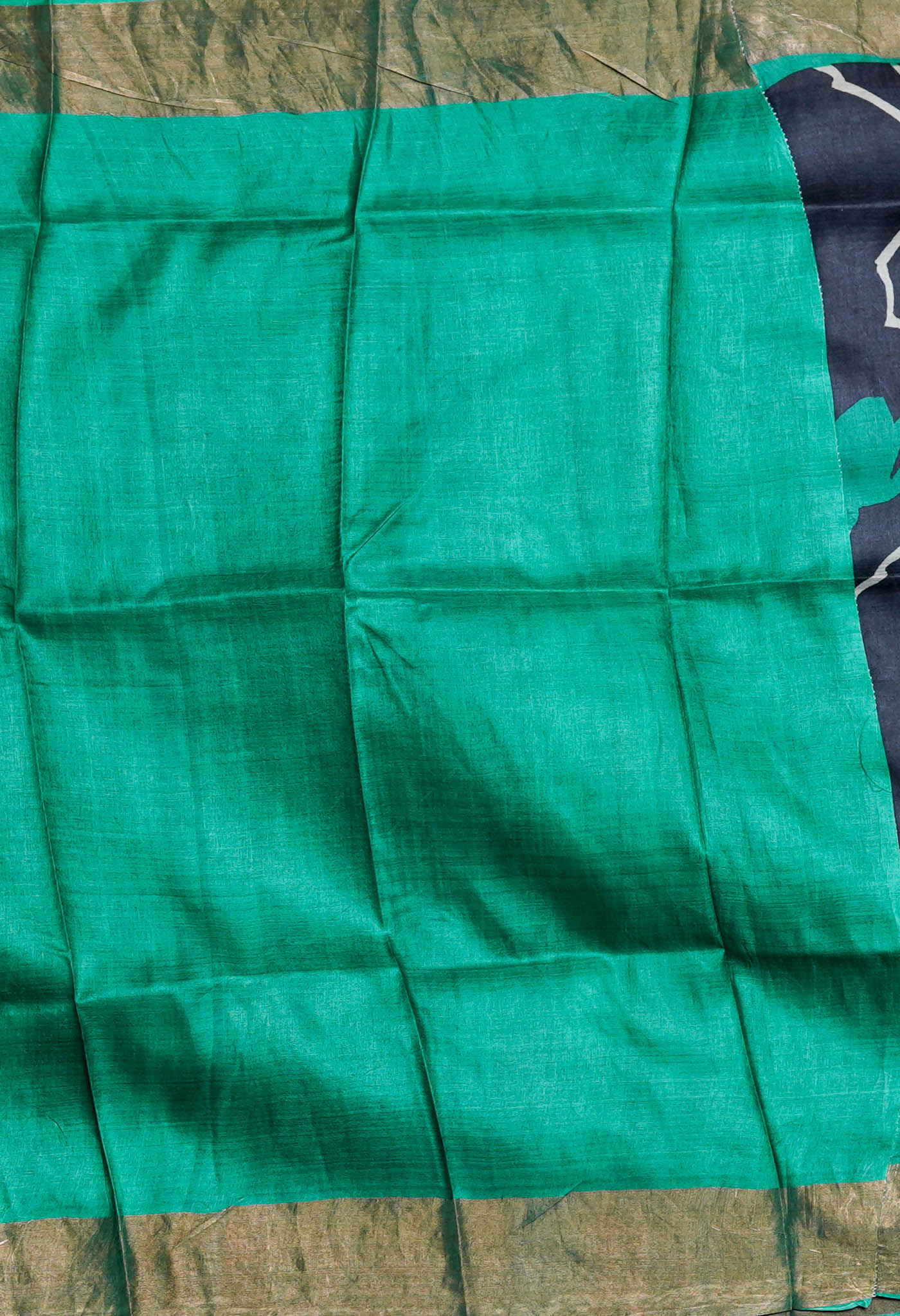 Black Pure Handloom Designer Printed Bengal Tussar Silk Saree