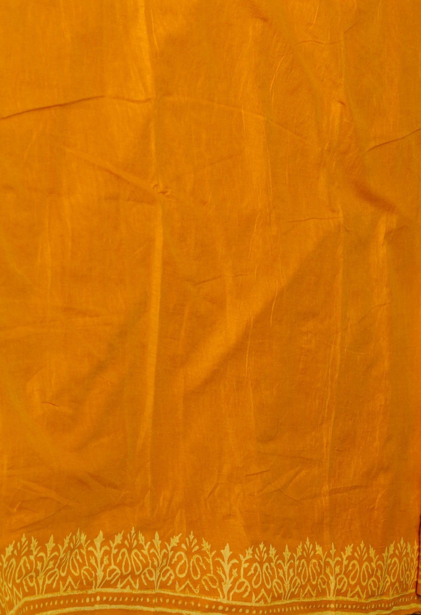 Yellow Pure  Hand Block Discharge Printed Soft Cotton Saree