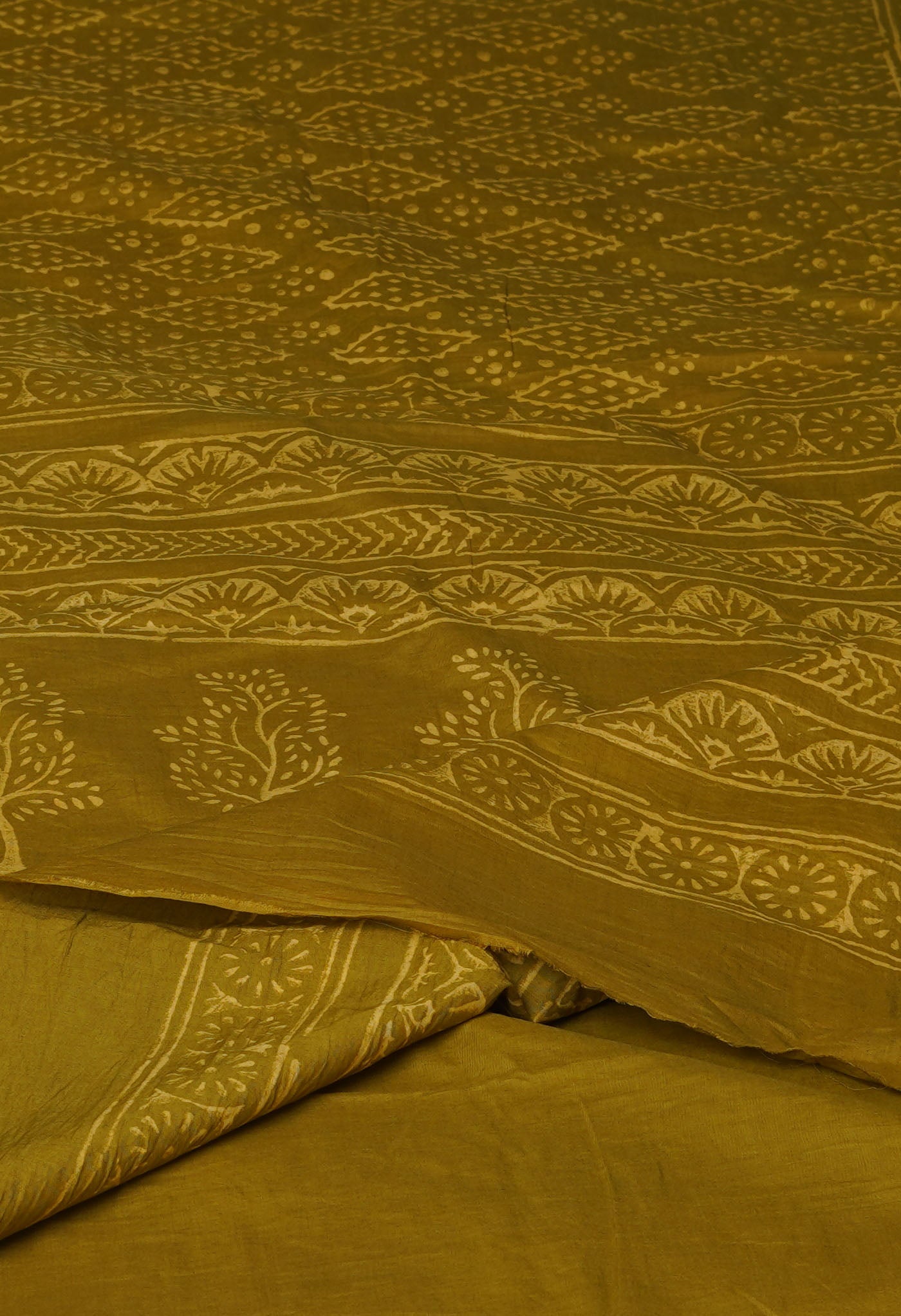 Green Pure  Hand Block Discharge Printed Soft Cotton Saree