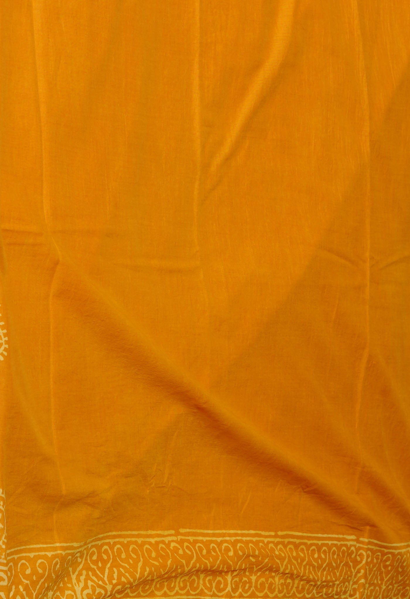 Yellow Pure  Hand Block Discharge Printed Soft Cotton Saree