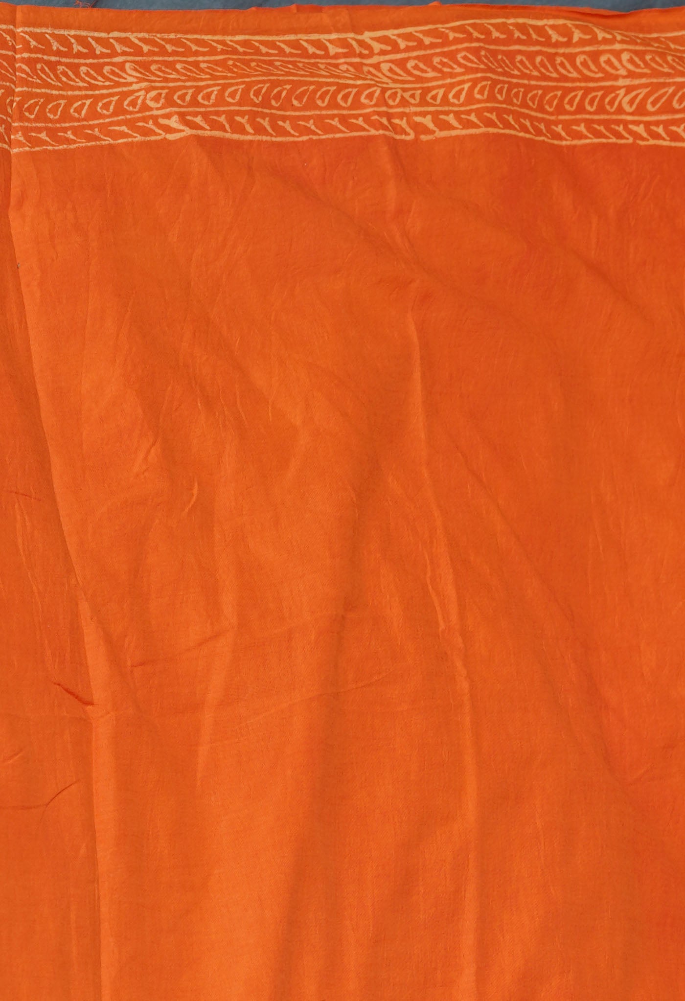 Orange Pure  Hand Block Discharge Printed Soft Cotton Saree