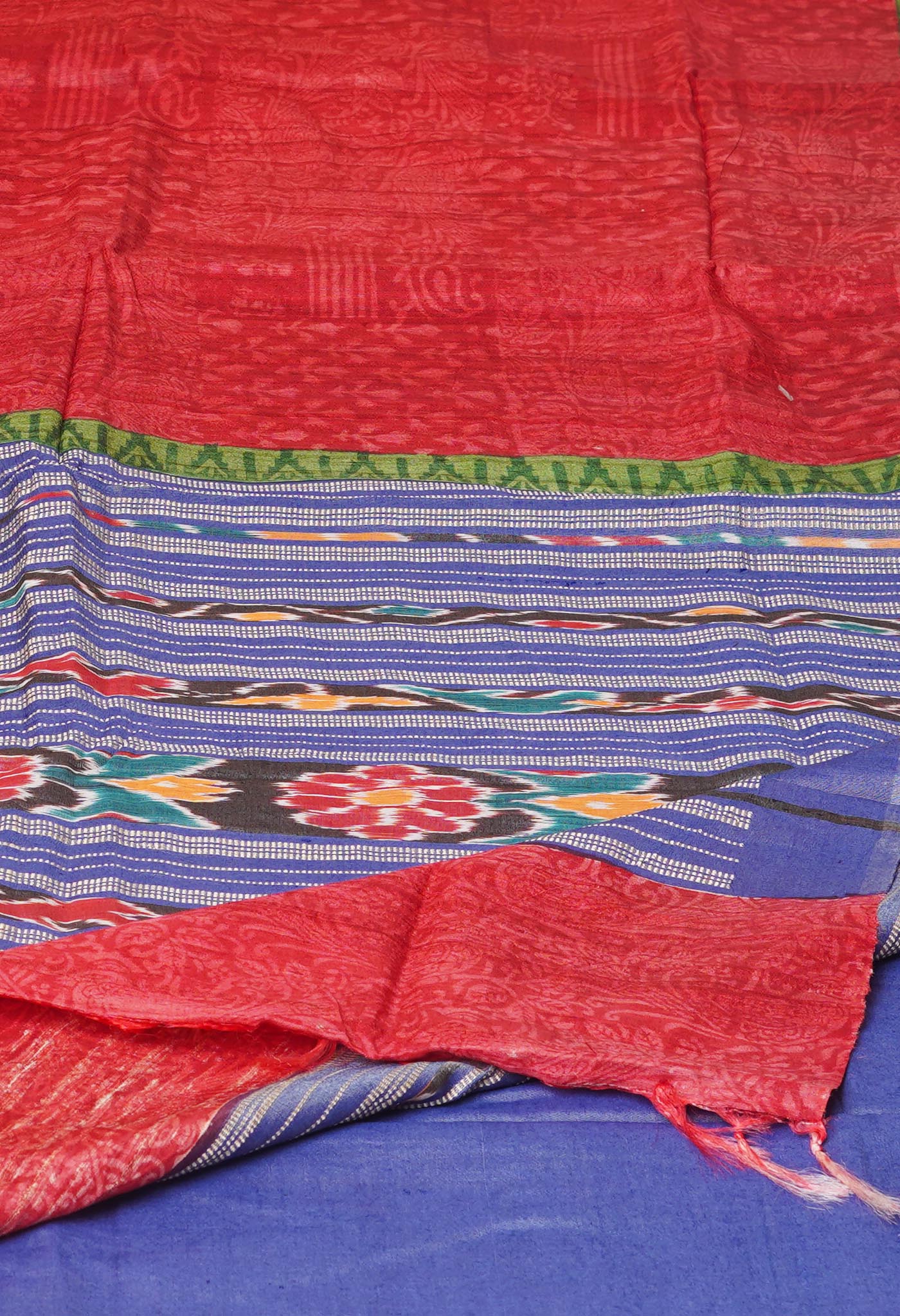 Red Pure Handloom Printed Vidarbha Tussar  Silk Saree