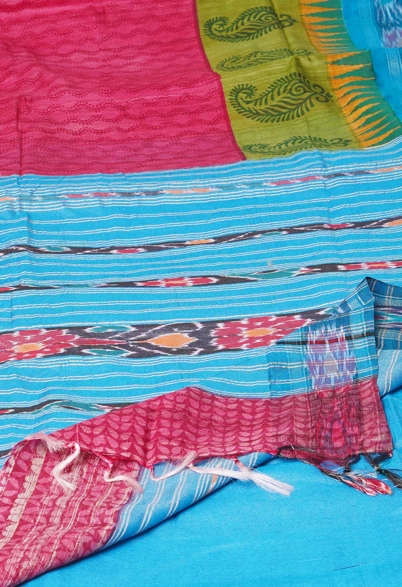 Red Pure Handloom Printed Vidarbha Tussar  Silk Saree