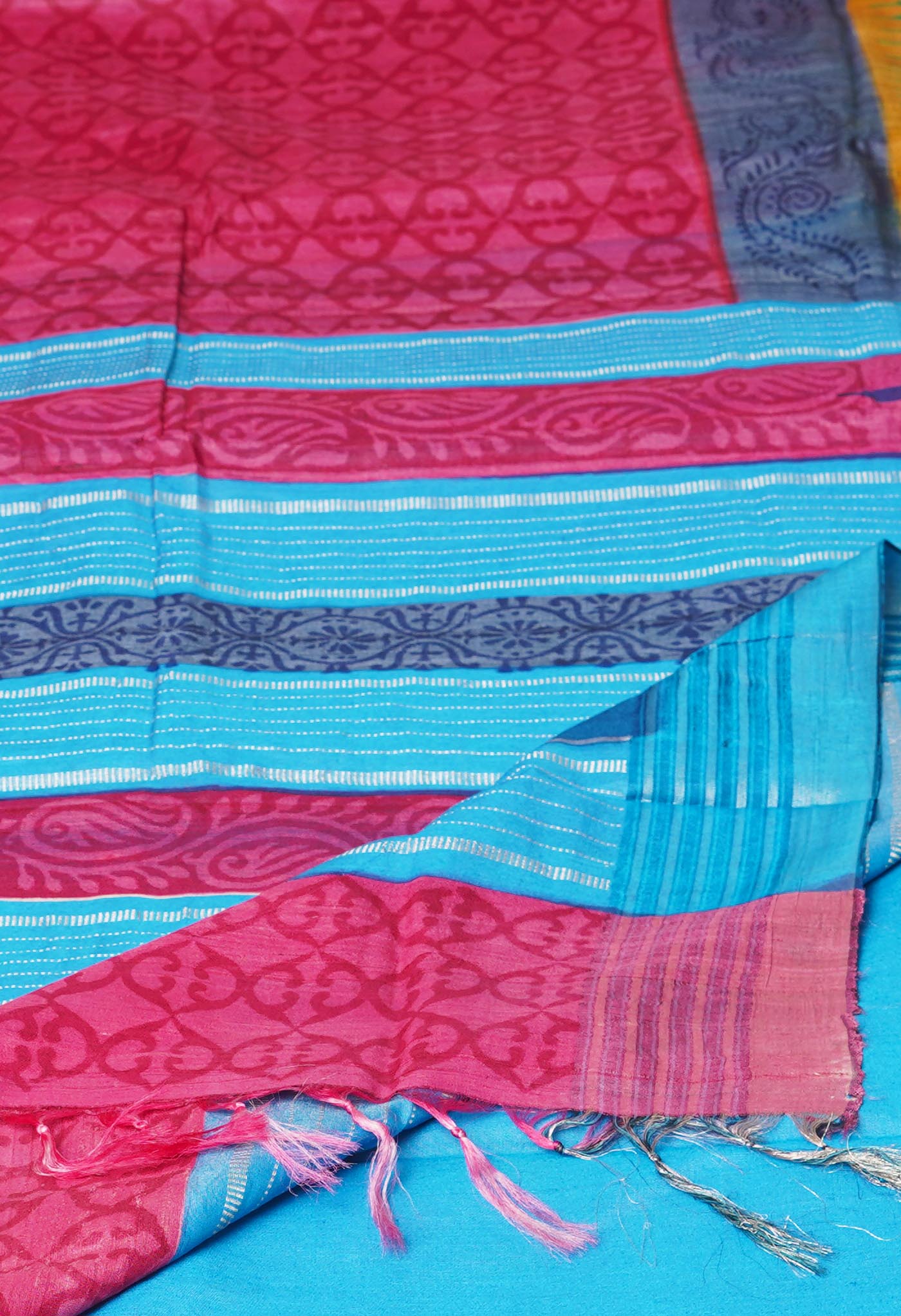 Pink Pure Handloom Printed Vidarbha Tussar  Silk Saree