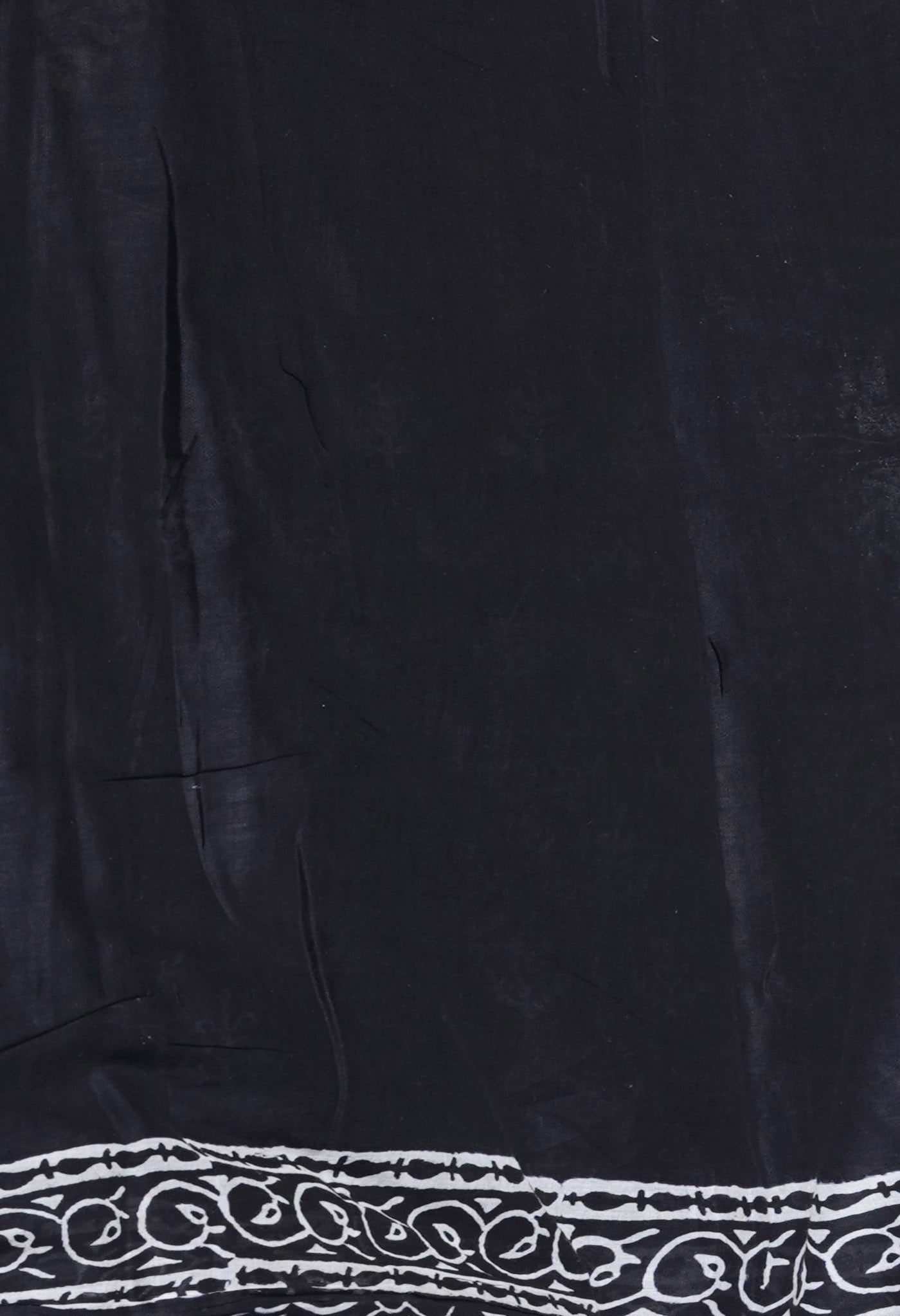 Black Pure Hand Block Printed Soft Cotton Saree-UNM77495