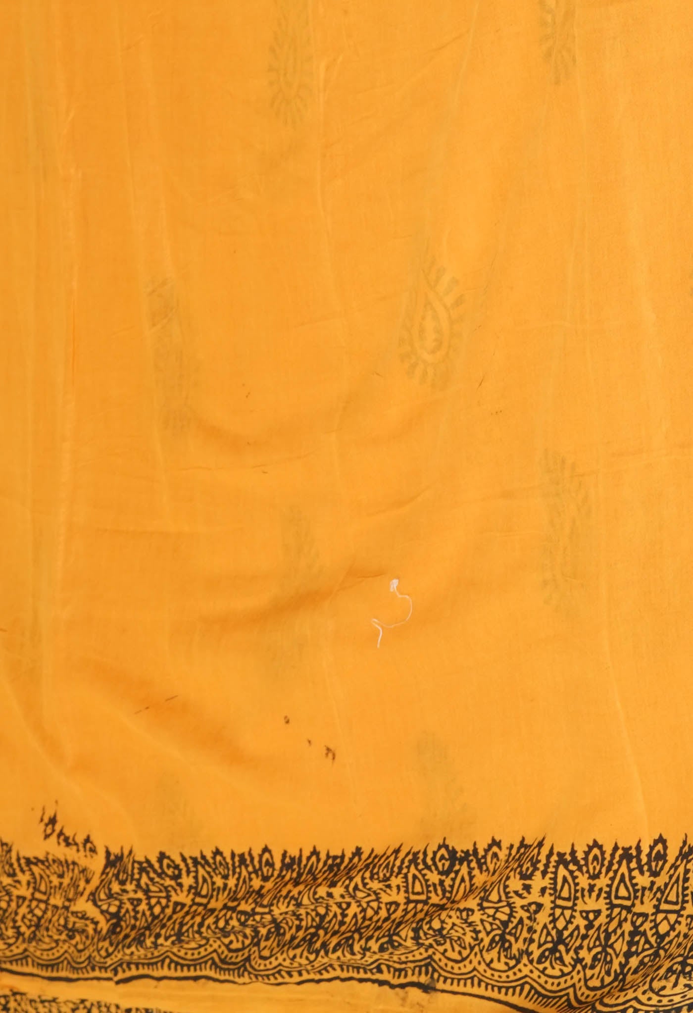 Yellow Pure Dyed Hand Block Printed Soft Cotton Saree