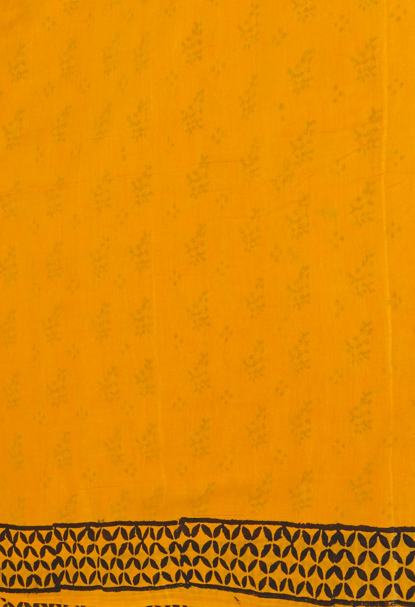 Yellow Pure Dyed Hand Block Printed Soft Cotton Saree