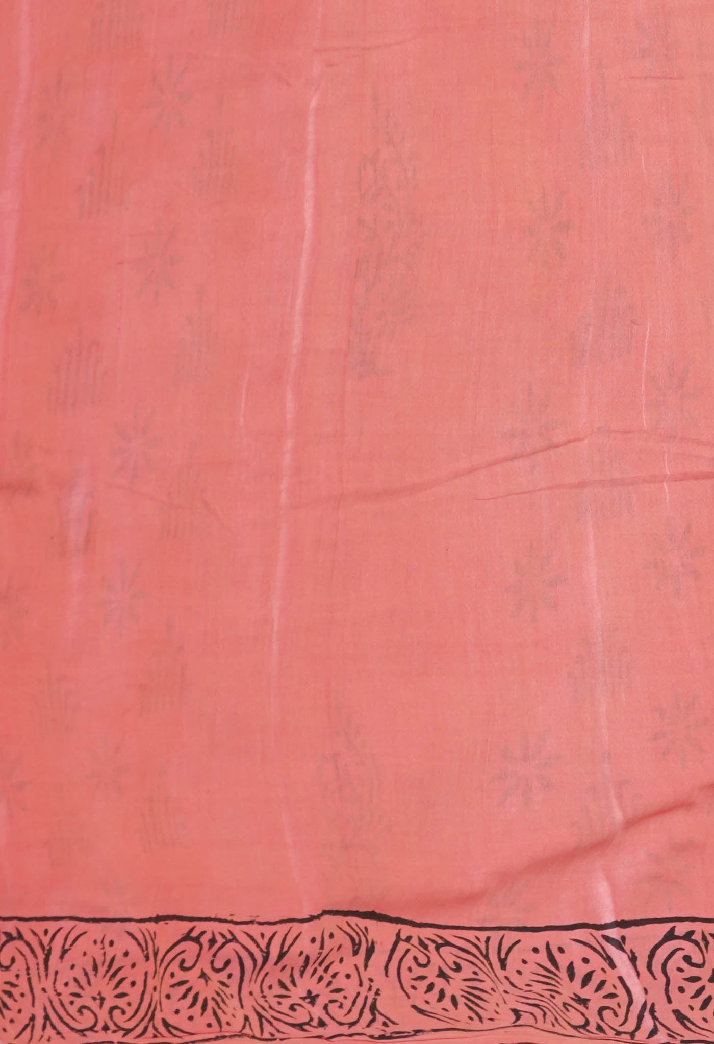 Peach Red Pure Dyed Hand Block Printed Soft Cotton Saree