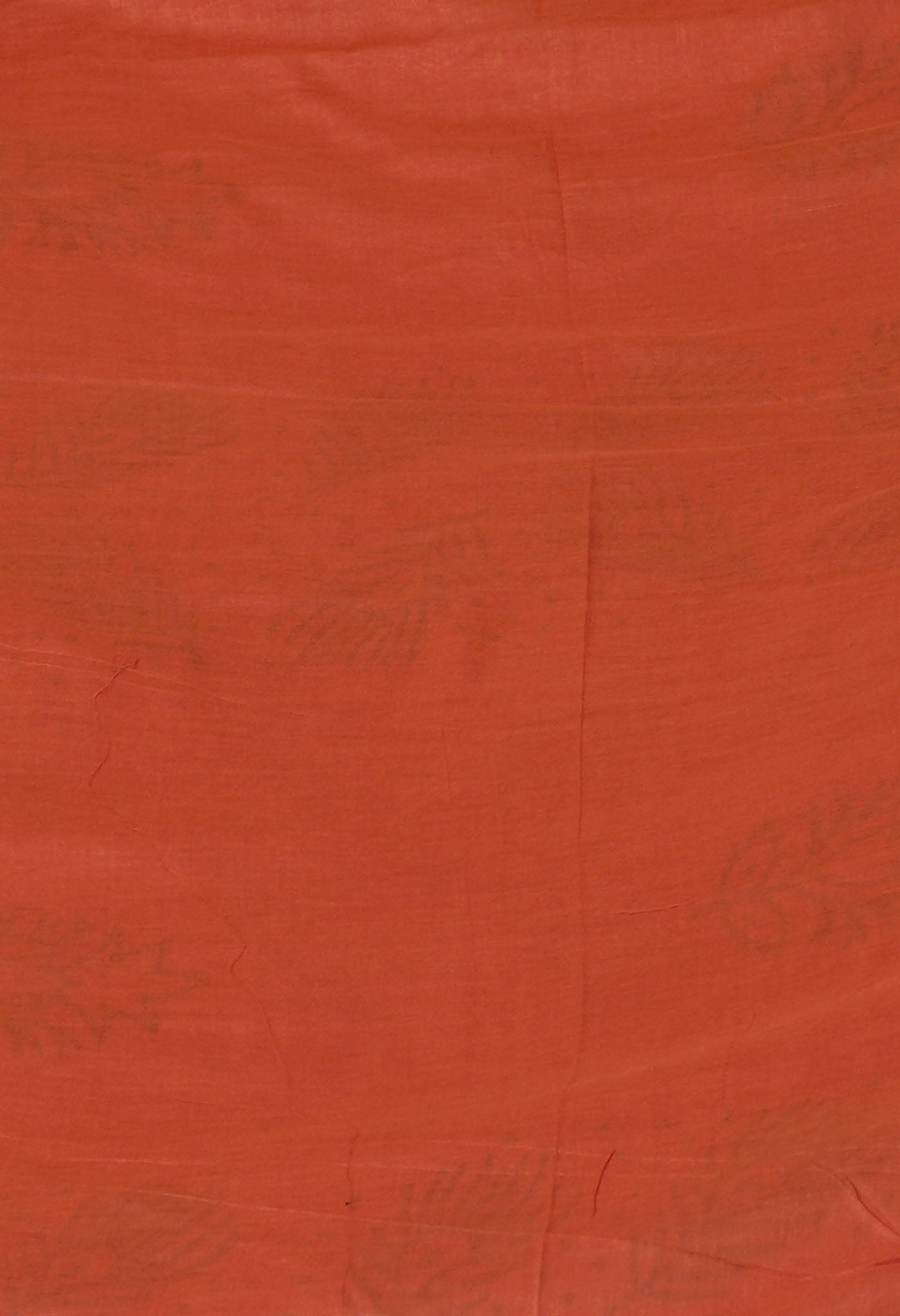 Orange Pure Dyed Hand Block Printed Soft Cotton Saree