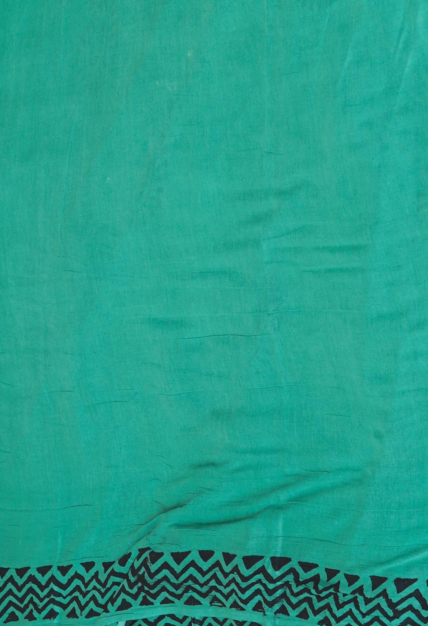 Green Pure Dyed Hand Block Printed Soft Cotton Saree