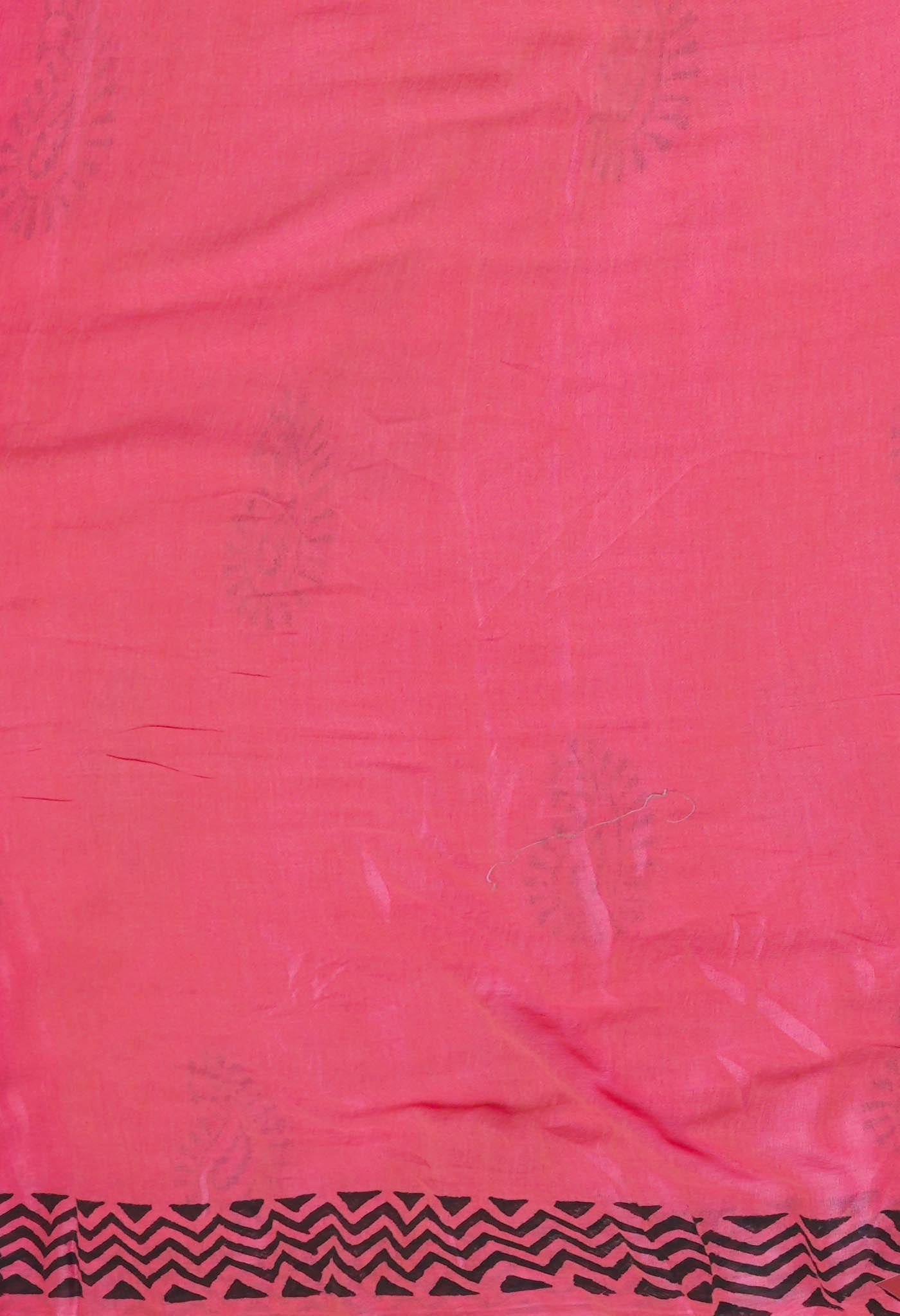 Pink Pure Dyed Hand Block Printed Soft Cotton Saree