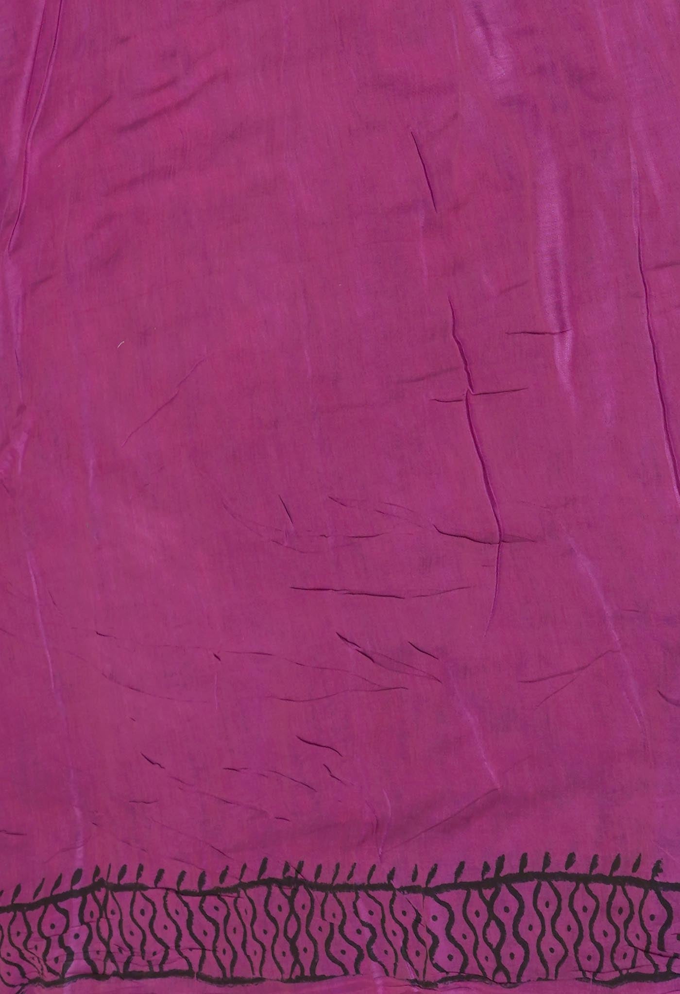 Purple Pure Dyed Hand Block Printed Soft Cotton Saree