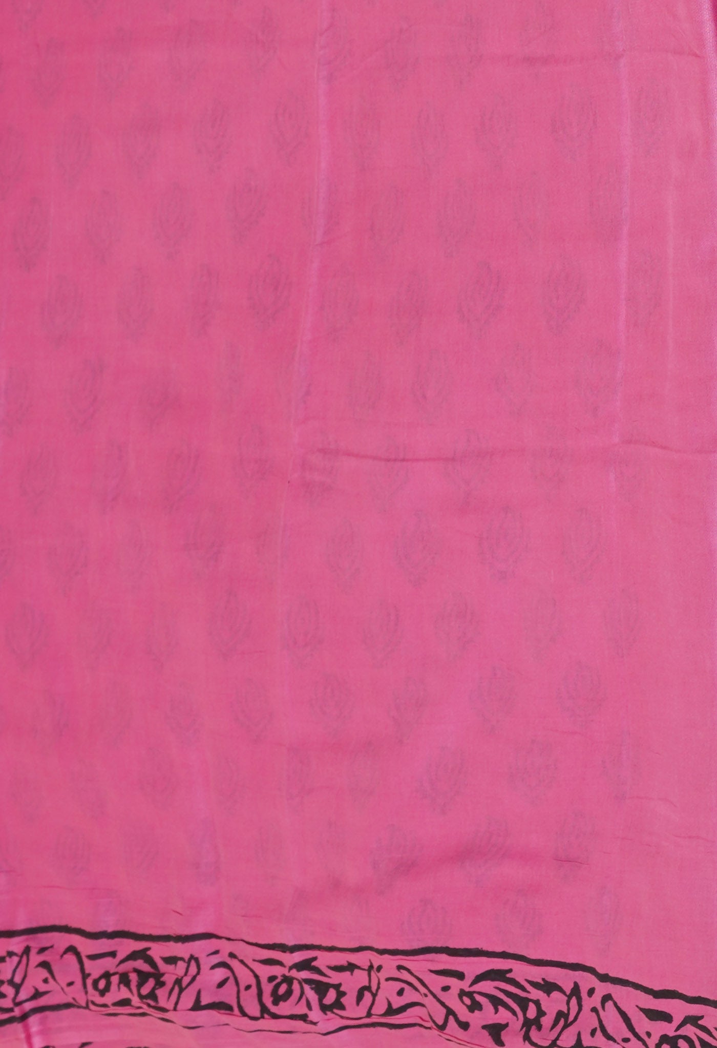 Pink Pure Dyed Hand Block Printed Soft Cotton Saree