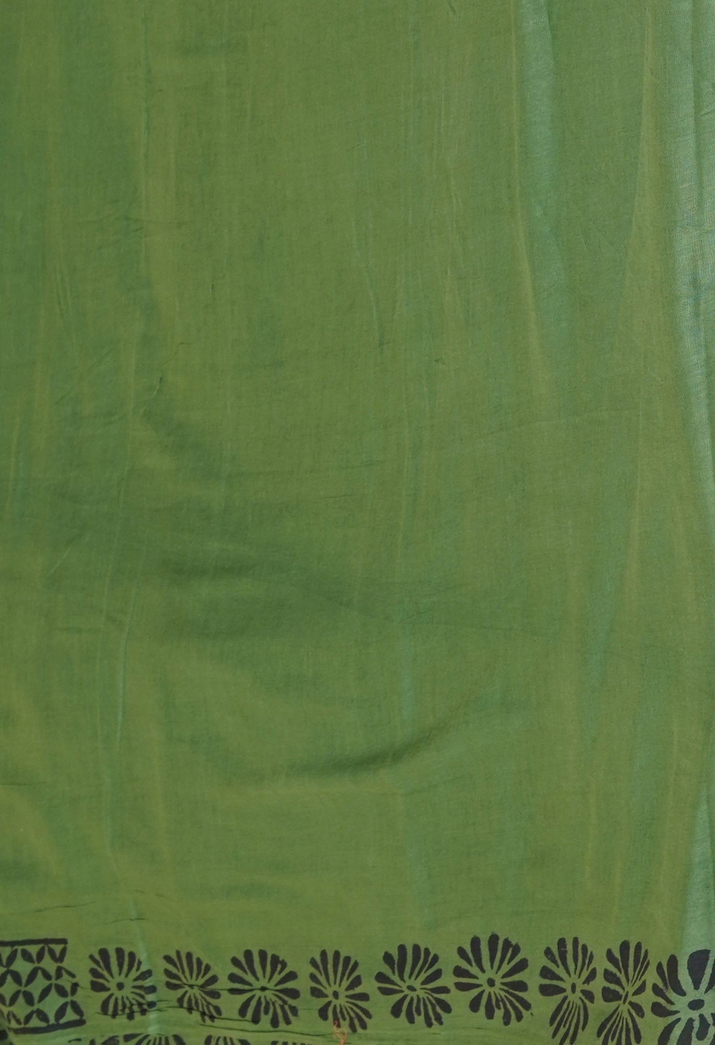 Green Pure Dyed Hand Block Printed Soft Cotton Saree