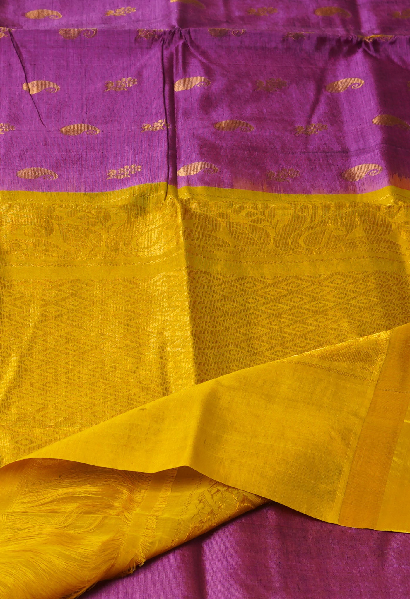 Purple Pure Handloom Assam Silk Saree