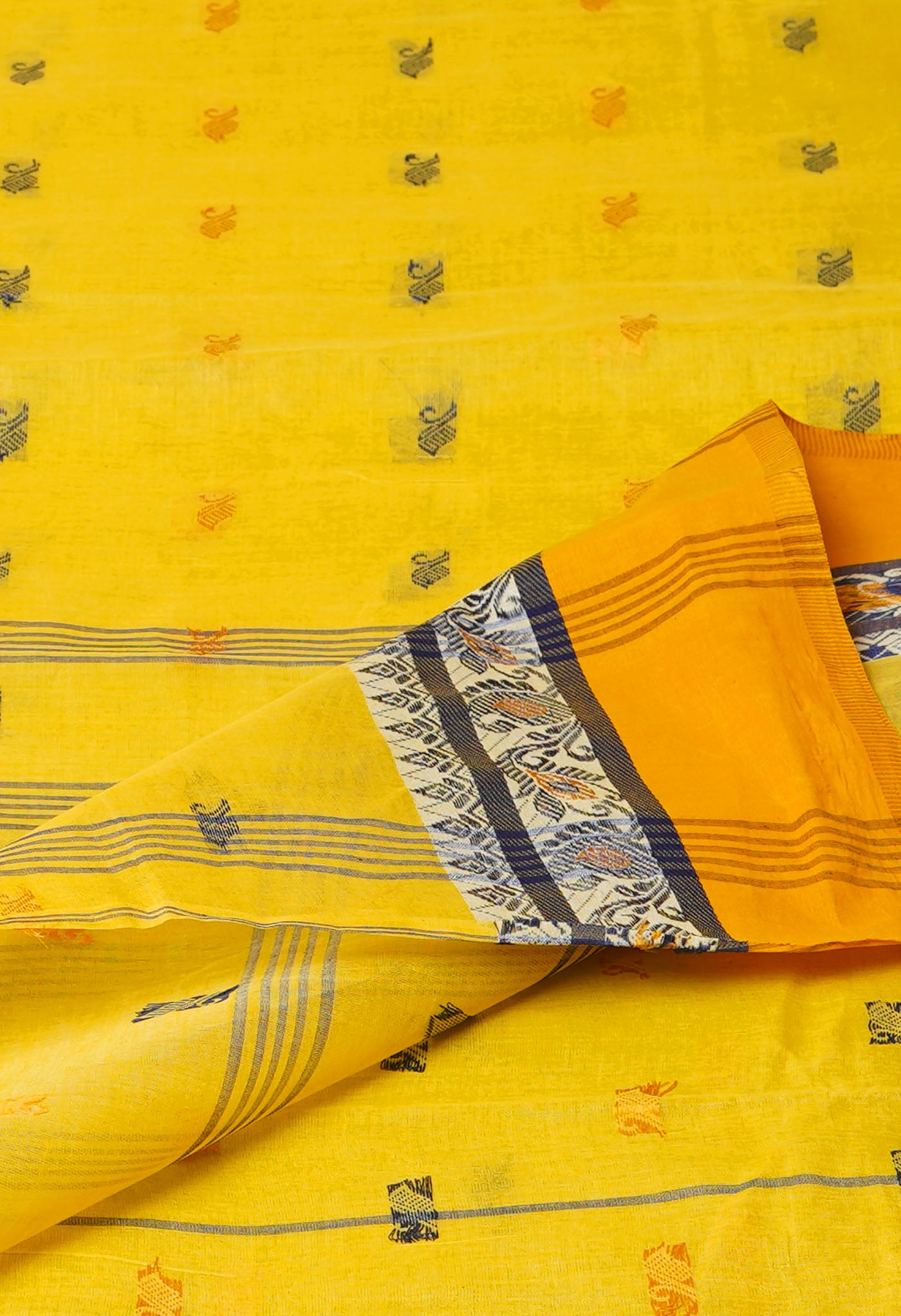 Yellow Pure Handloom Superfine Bengal Cotton Saree