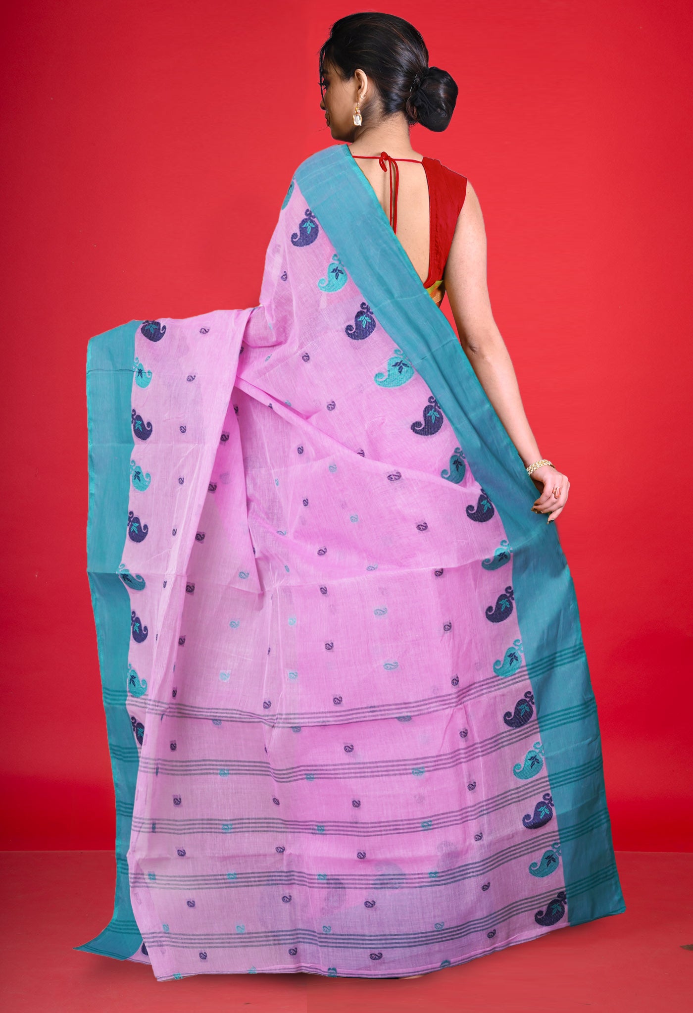 Pink Pure Handloom Superfine Bengal Cotton Saree-UNM77705