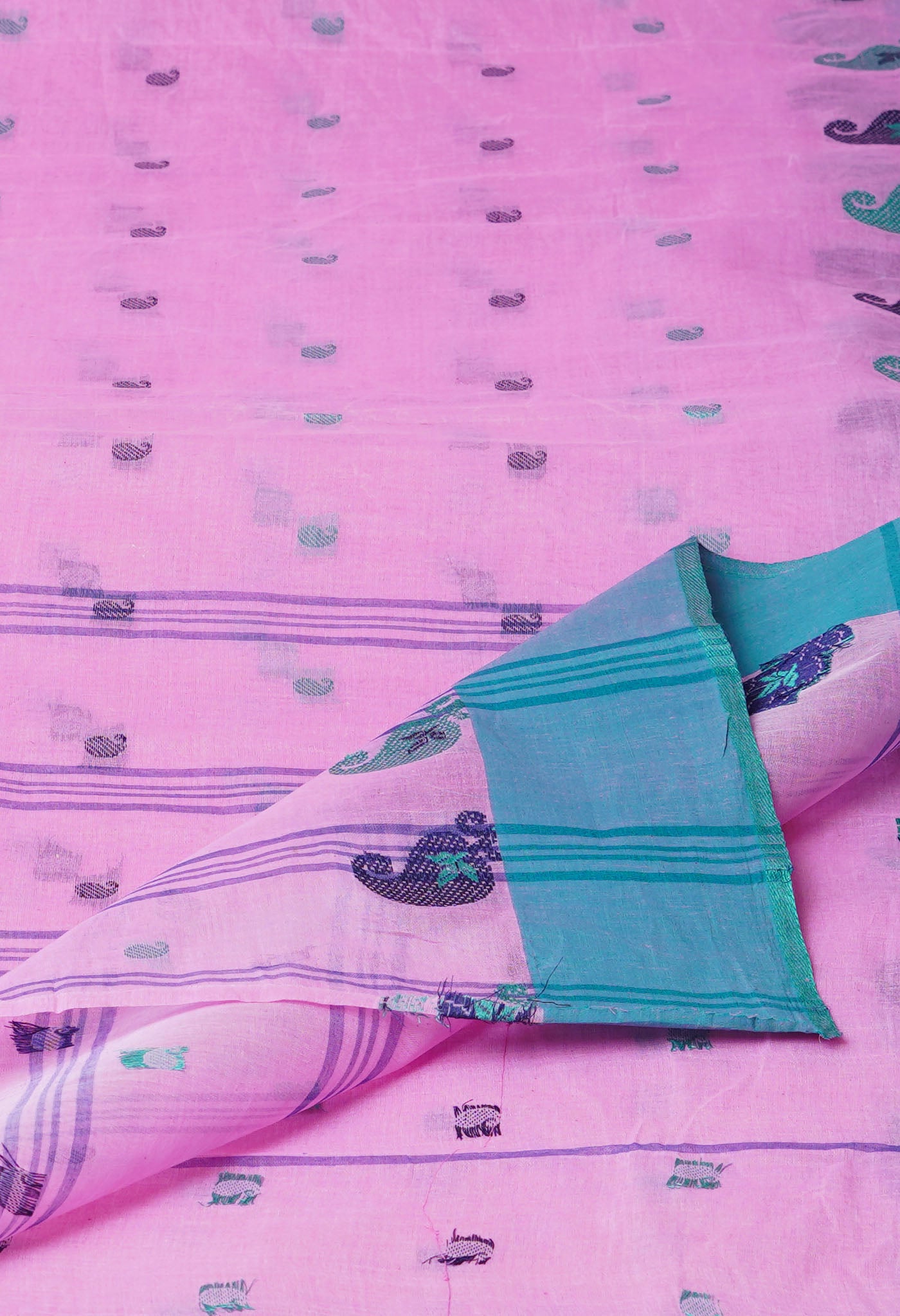 Pink Pure Handloom Superfine Bengal Cotton Saree-UNM77705