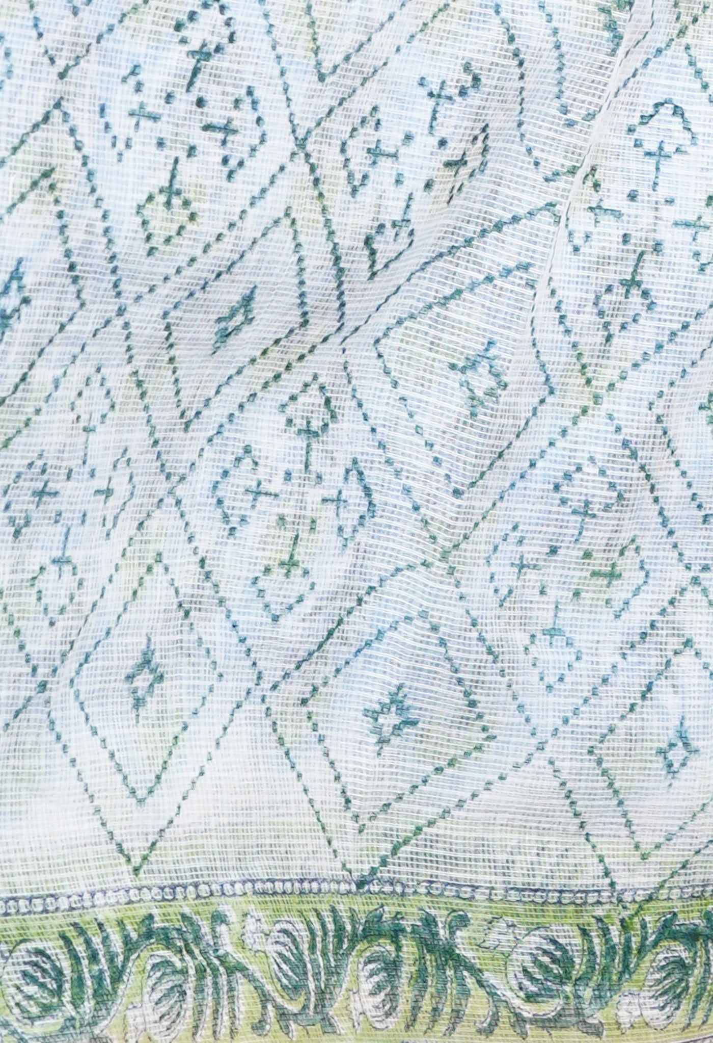 Blue Pure  Hand Block Printed Kota -UNM77737