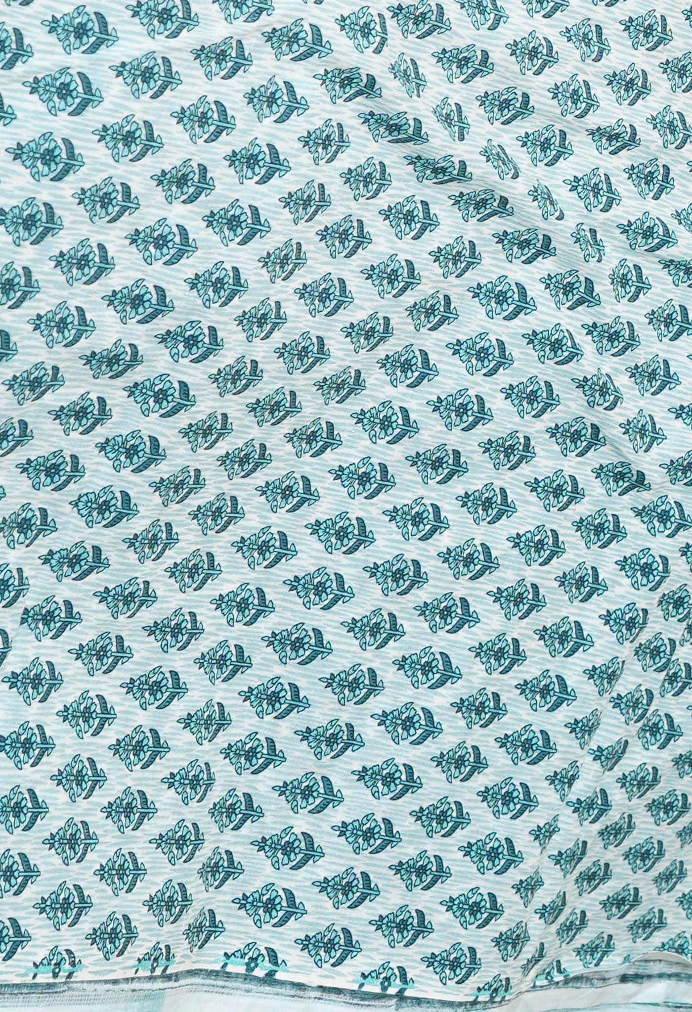 Pastel Bluish Green Pure  Hand Block Printed Kota Saree-UNM77746