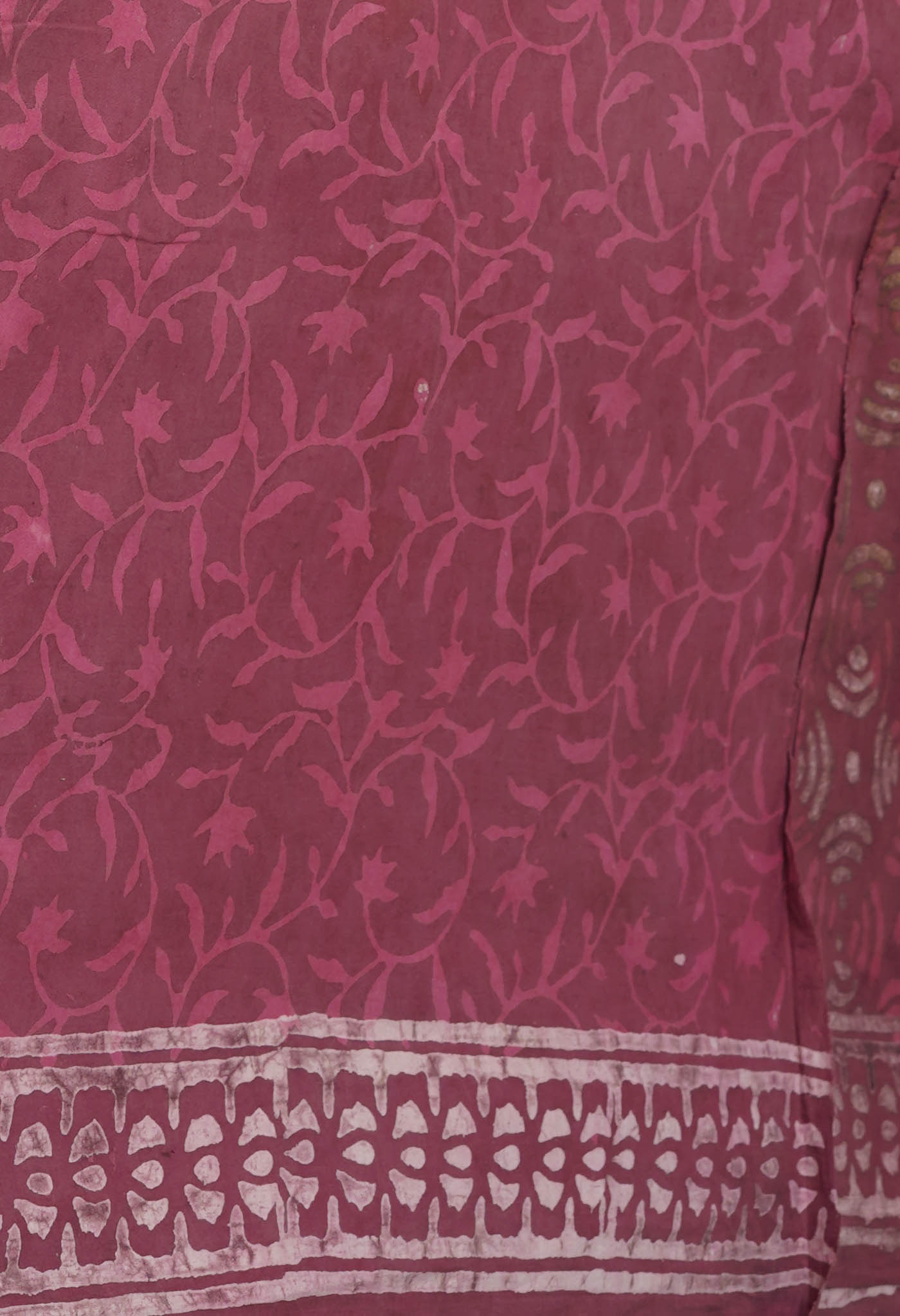 Brownish Pink Pure  Dabu Printed Mulmul Cotton Saree