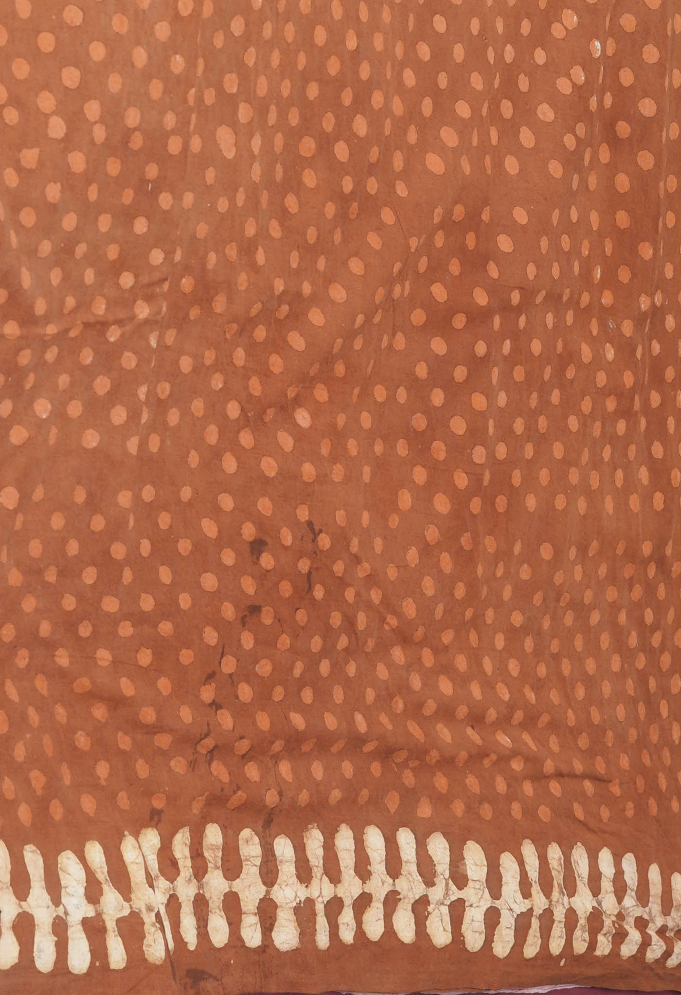 Brown Pure  Dabu Printed Mulmul Cotton Saree