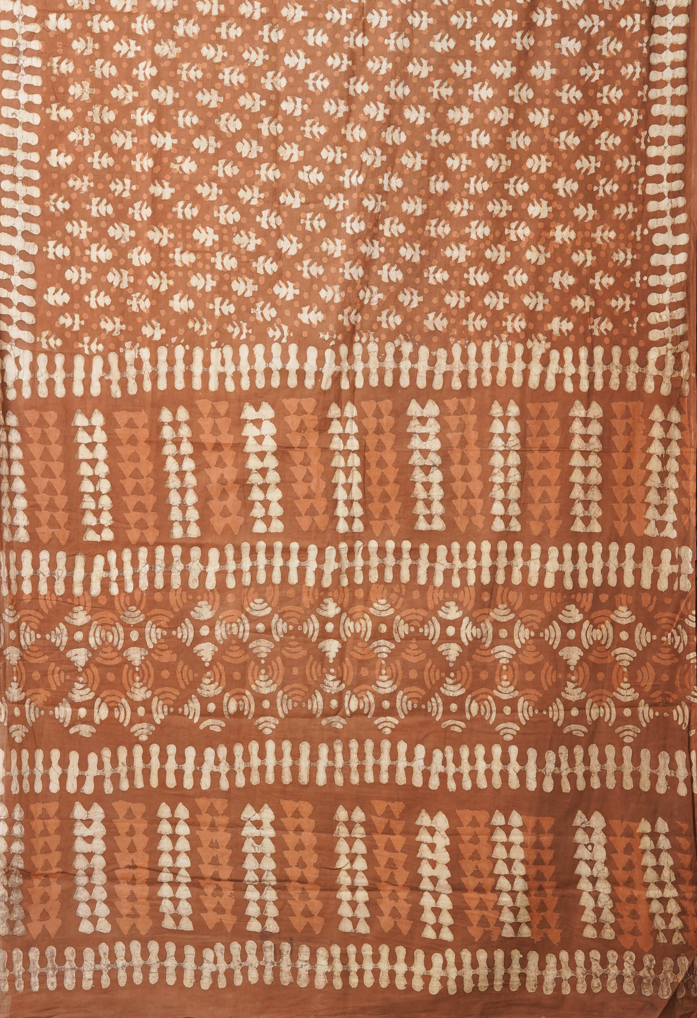 Brown Pure  Dabu Printed Mulmul Cotton Saree